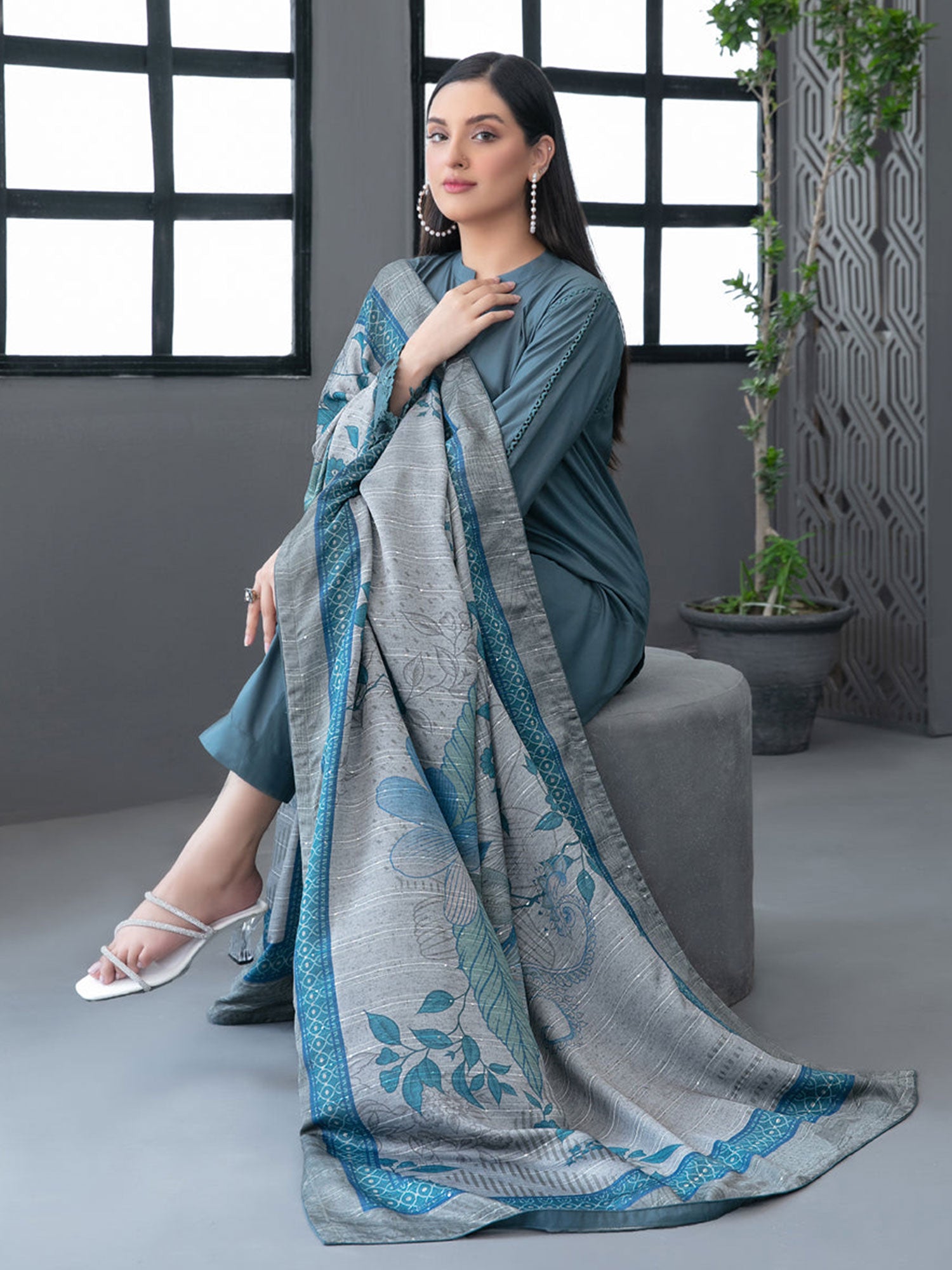 Tawakkal "Calico" Casual Staple Suit with Shawl (D3776) - Teal