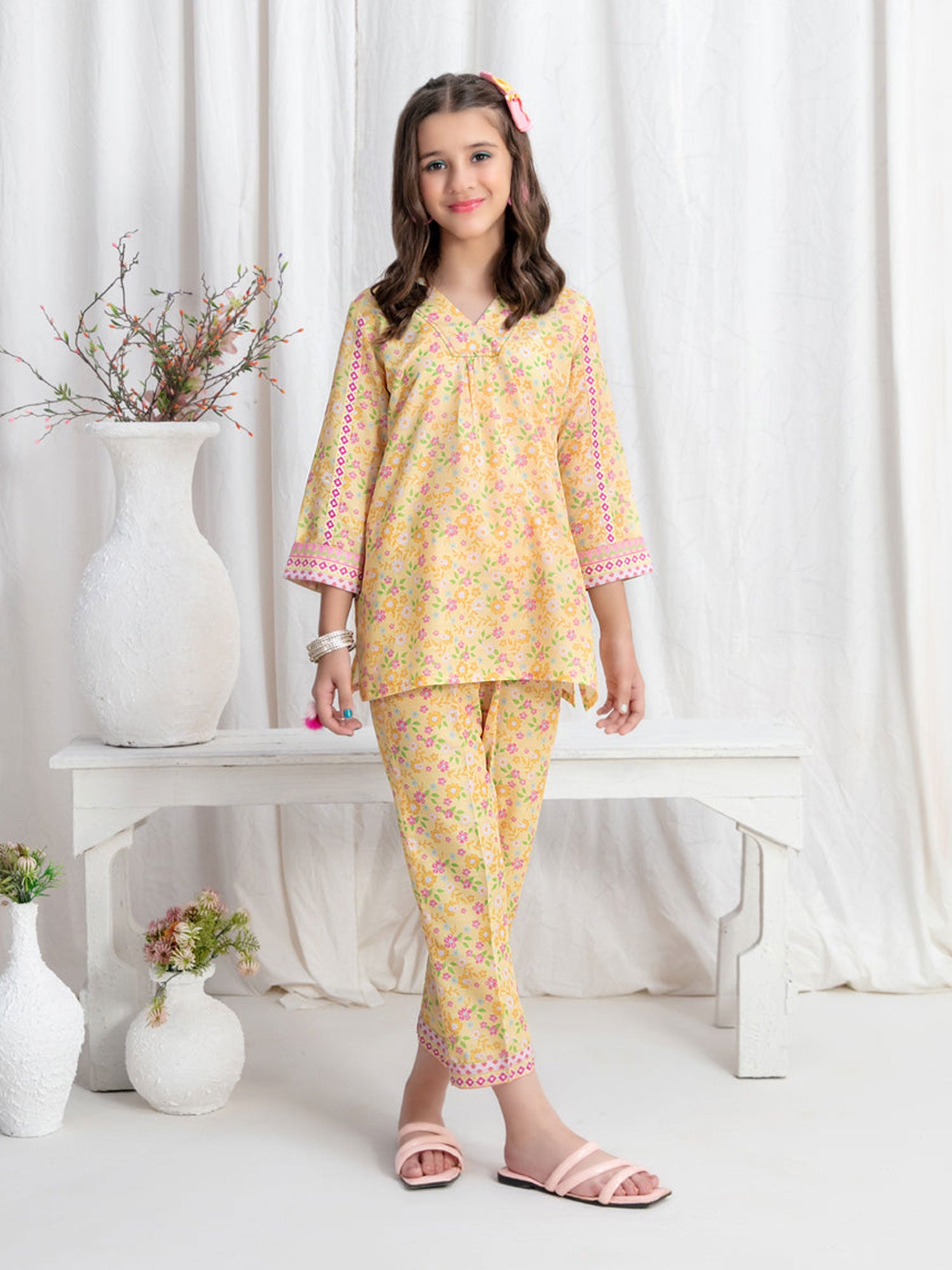 Tawakkal Kids "Little Dreamers" Yellow Swiss 2-Piece Suit (D-2573)