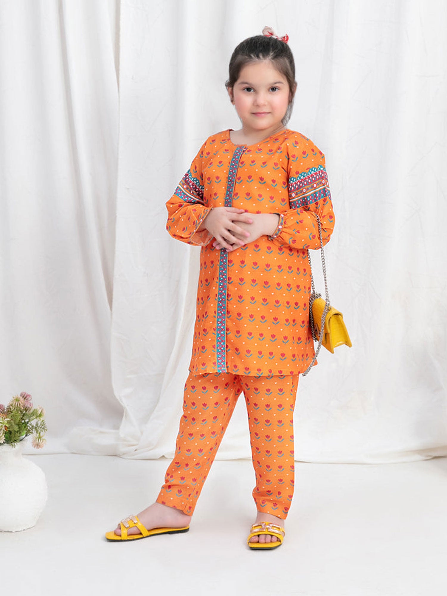 Tawakkal Kids "Little Dreamers" Orange Swiss 2-Piece Suit (D-2574)