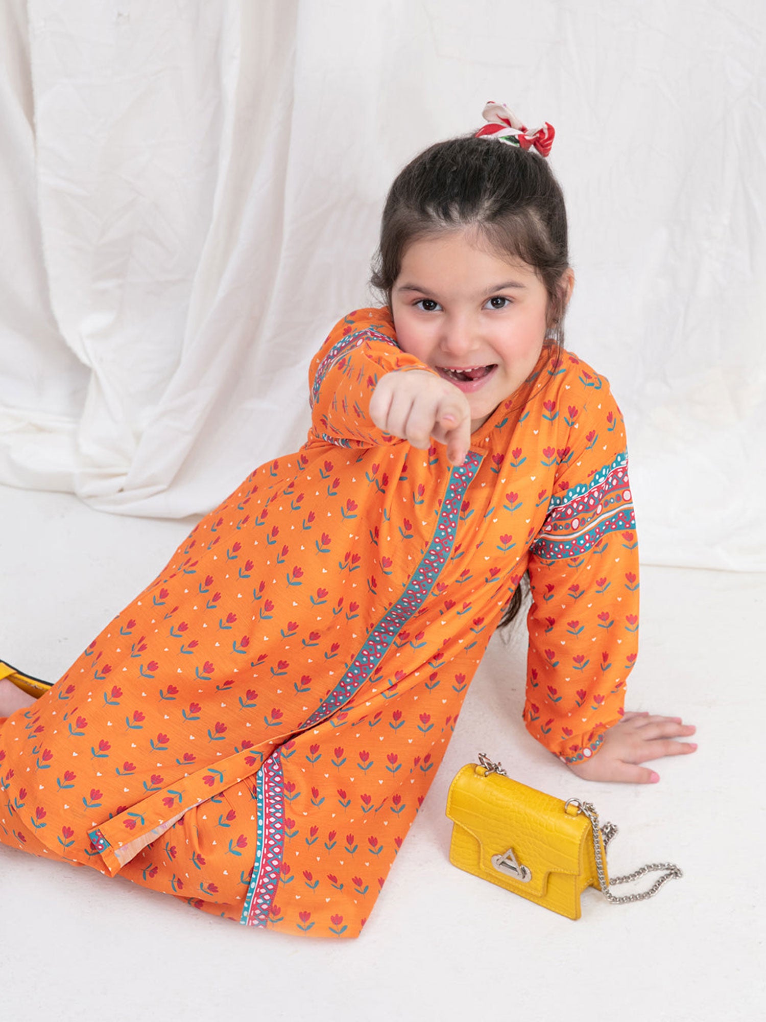 Tawakkal Kids "Little Dreamers" Orange Swiss 2-Piece Suit (D-2574)