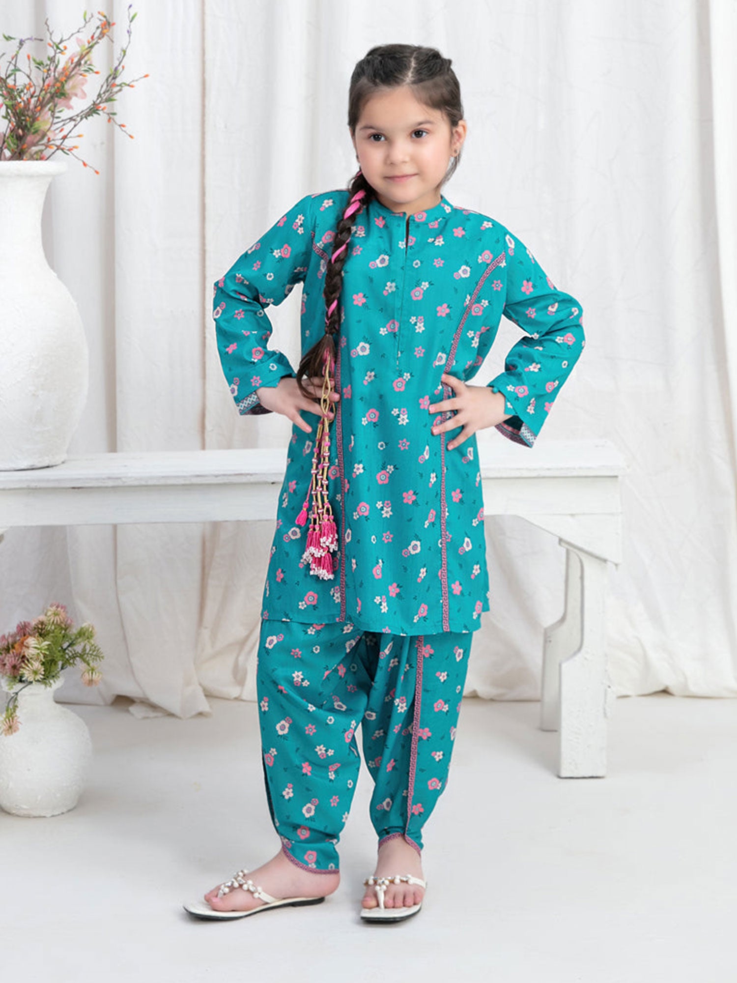 Tawakkal Kids "Little Dreamers" Sea Green Swiss 2-Piece Suit (D-2575)