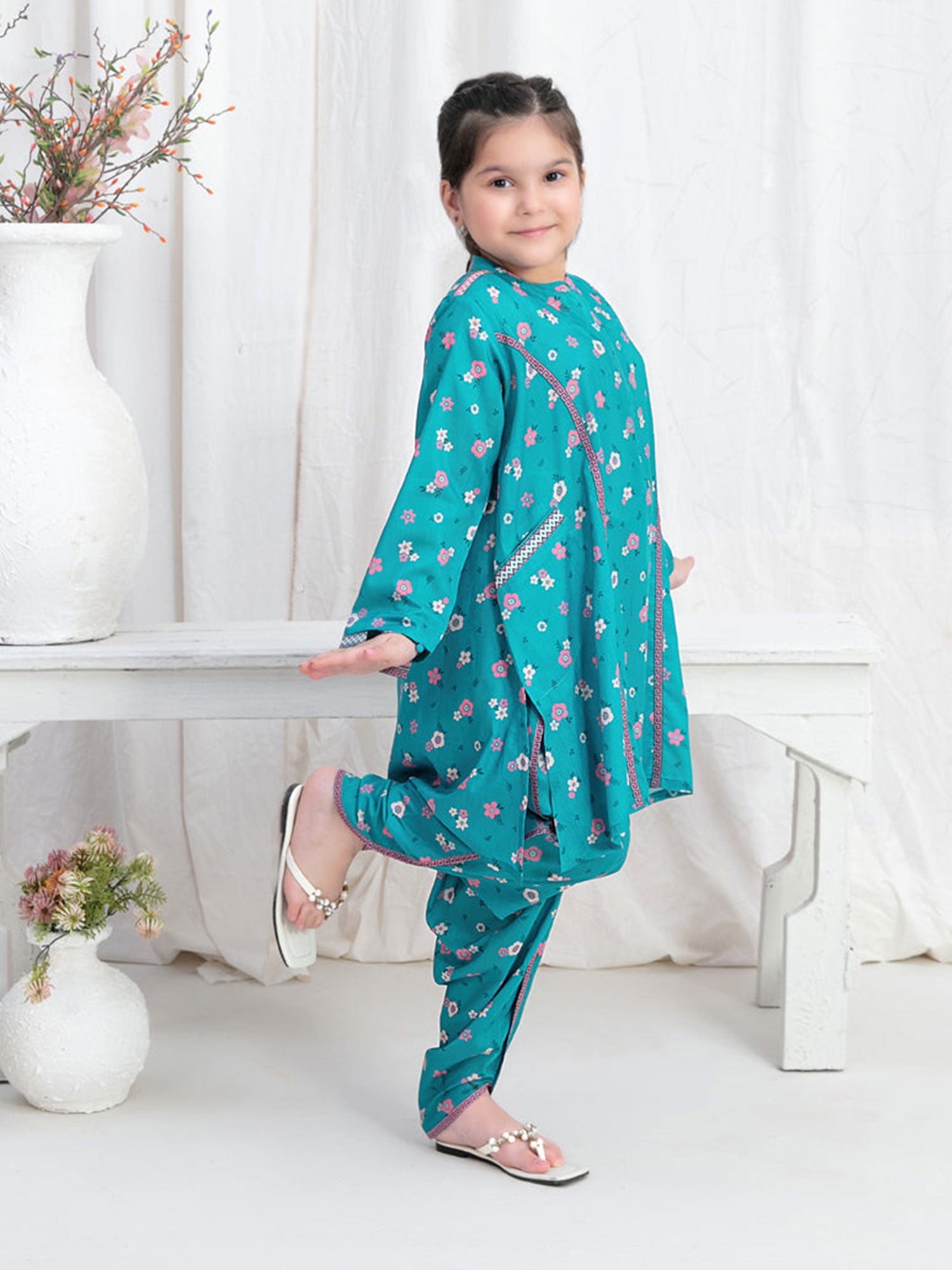 Tawakkal Kids "Little Dreamers" Sea Green Swiss 2-Piece Suit (D-2575)