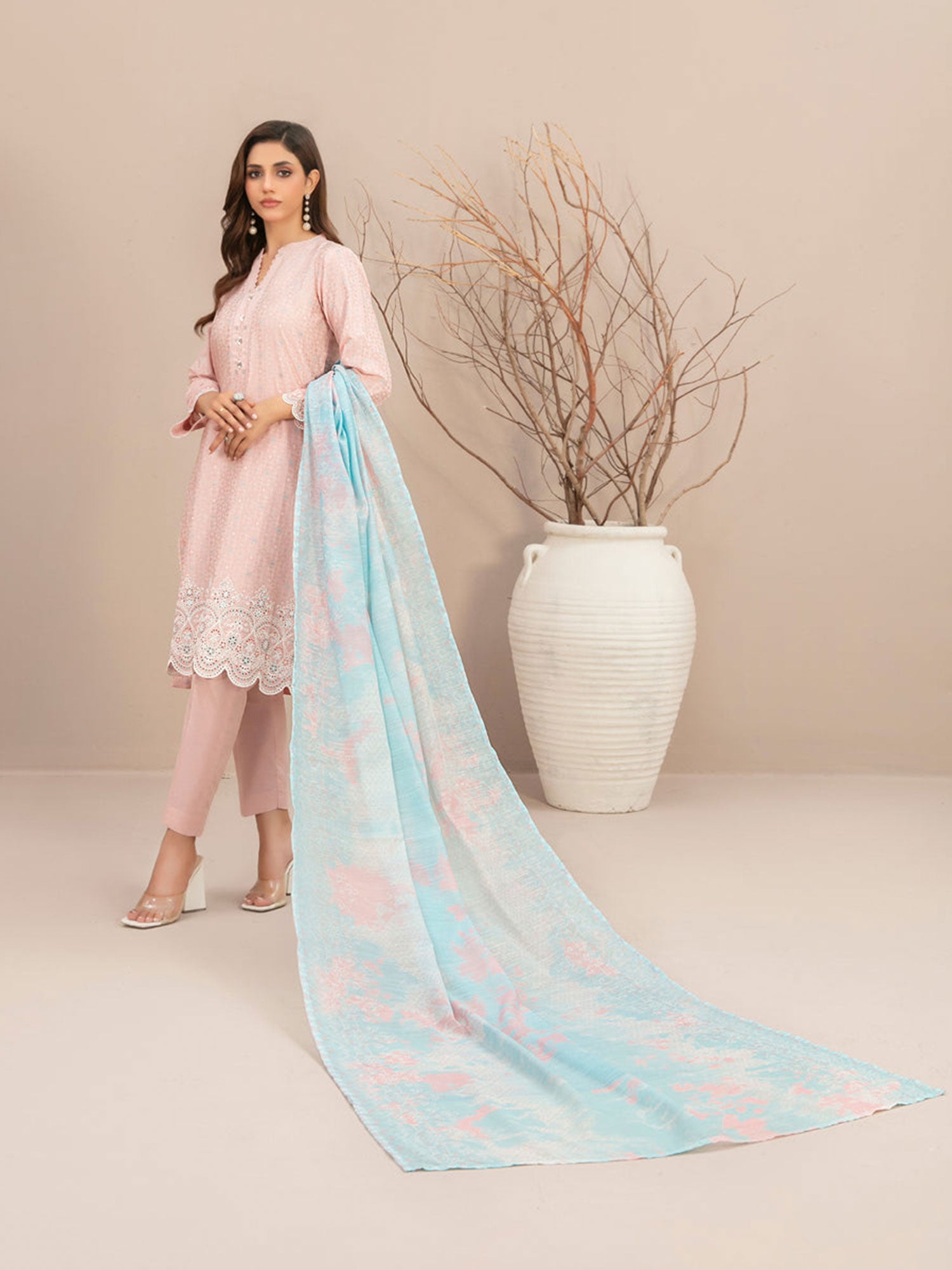 Tawakkal "Mismah" Embroidered Broshia Lawn Suit (D2745) - Pink