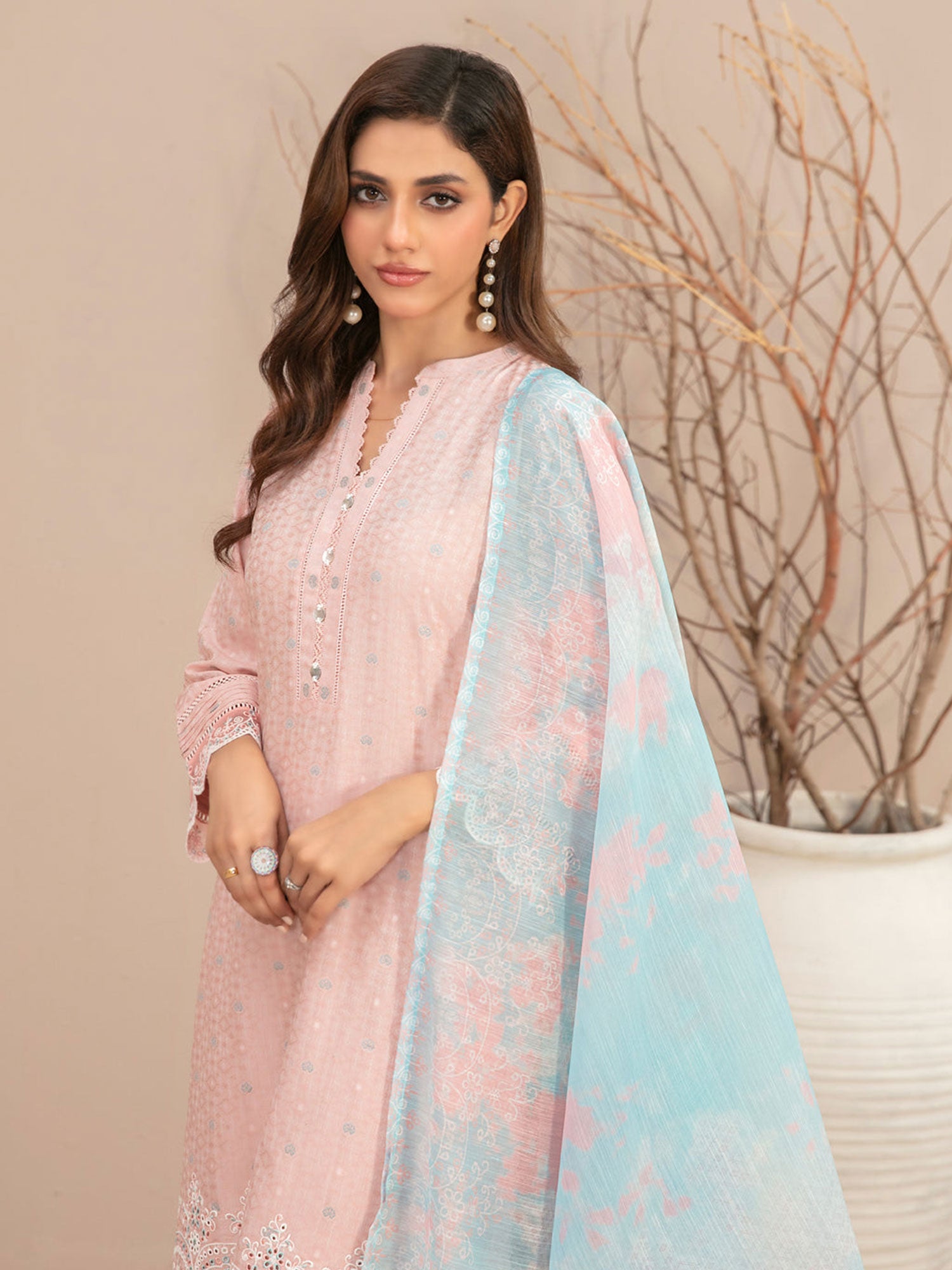 Tawakkal "Mismah" Embroidered Broshia Lawn Suit (D2745) - Pink