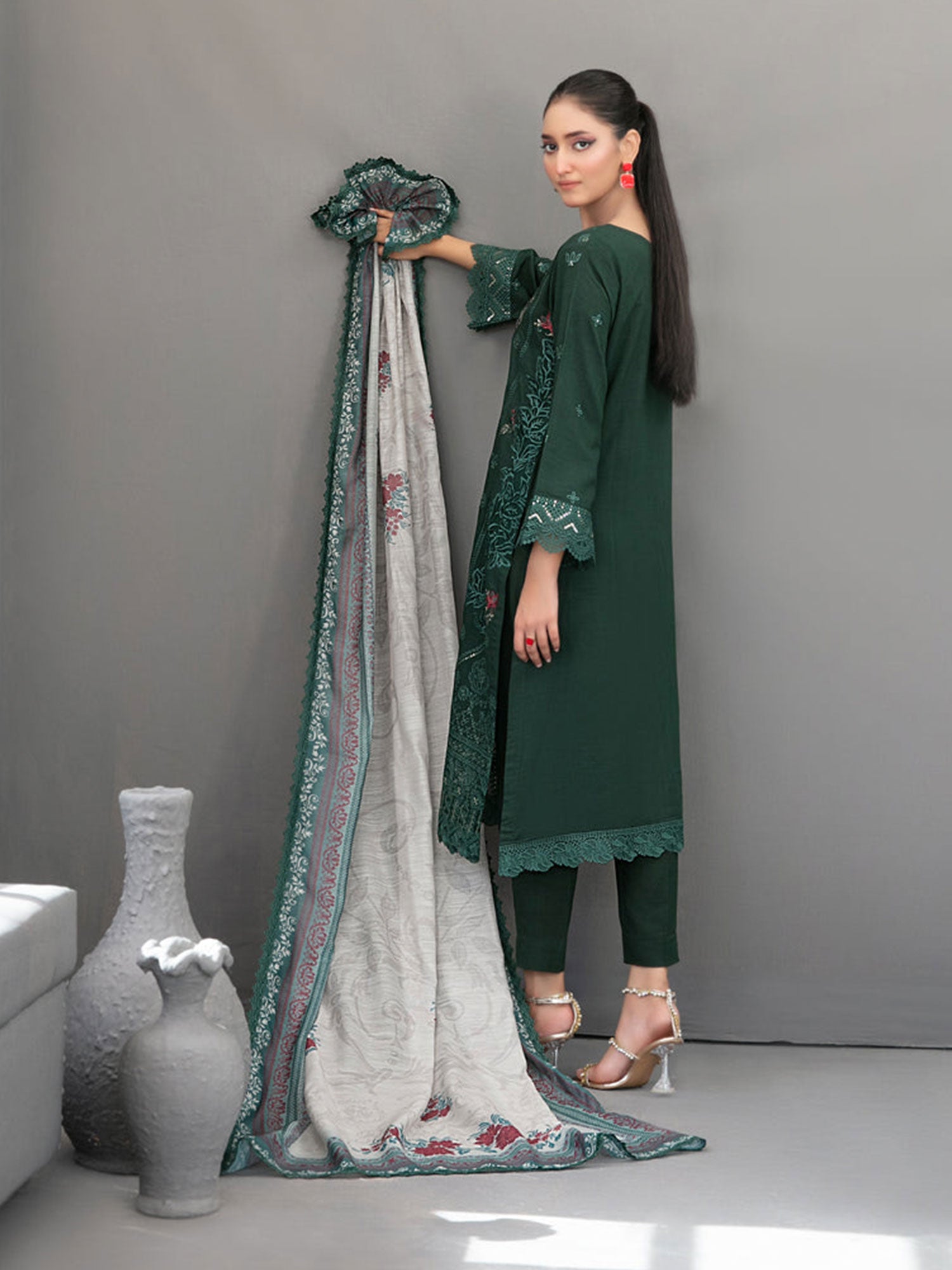 Tawakkal "Aezal" Semi-Stitched Embroidered Viscose Green Suit (D-3618)