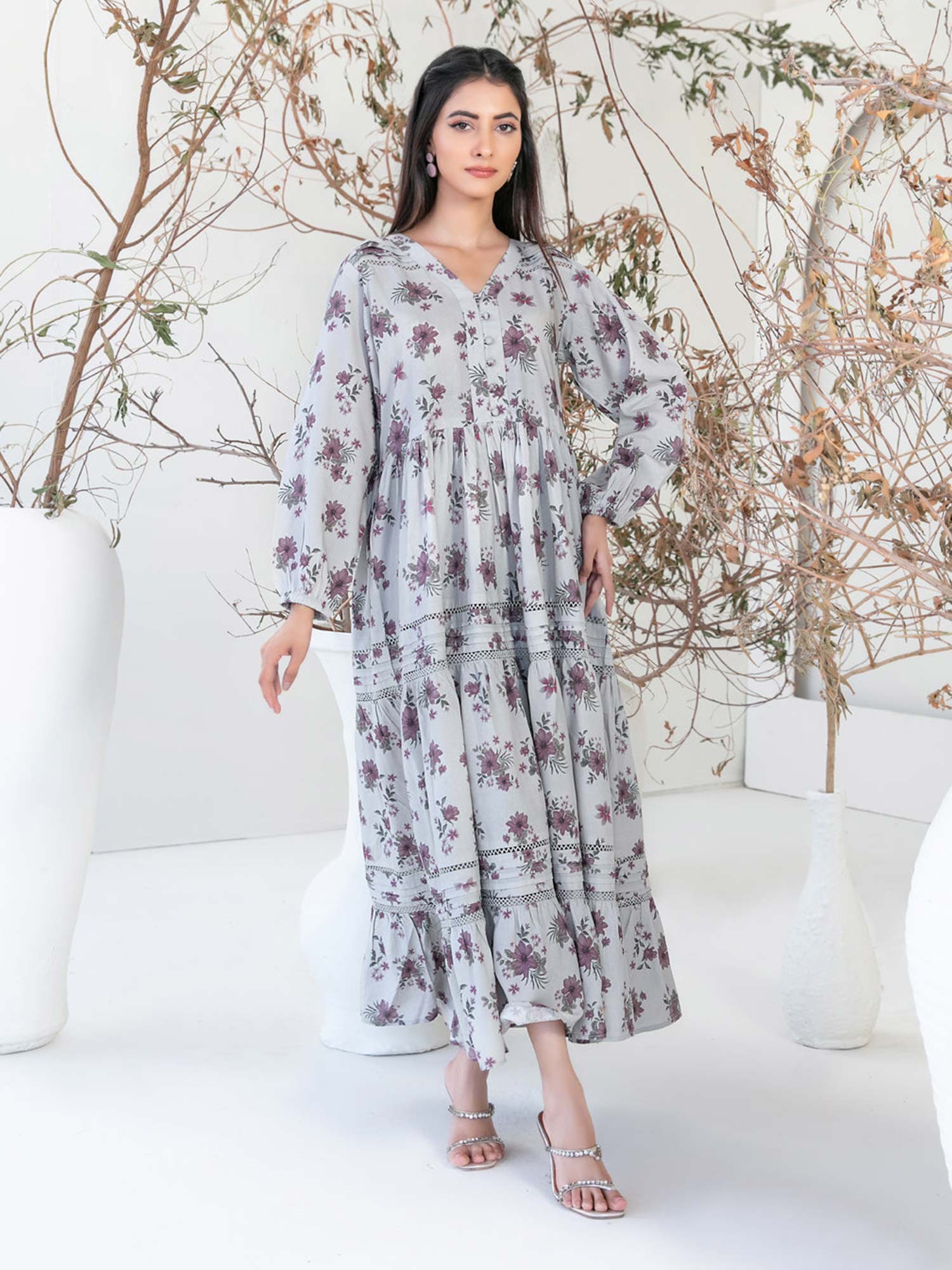 Tawakkal "Ameliana" Casual Staple Linen Maxi Dress (D3959) - Grey