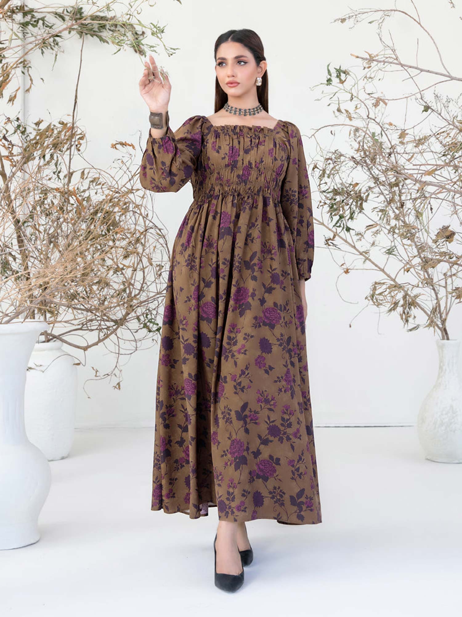 Tawakkal "Ameliana" Casual Staple Linen Maxi Dress (D3962) - Brown