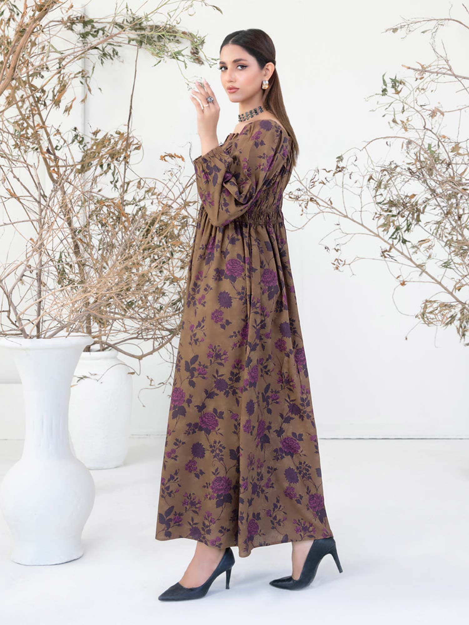 Tawakkal "Ameliana" Casual Staple Linen Maxi Dress (D3962) - Brown