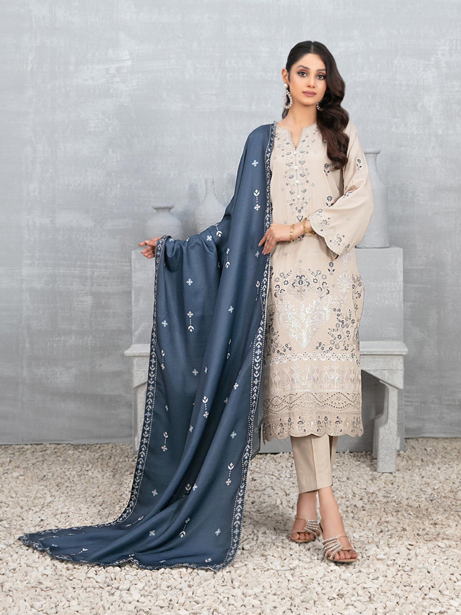 Tawakkal "Muhsina" Staple Linen 3-Piece Suit (D5491) - Beige