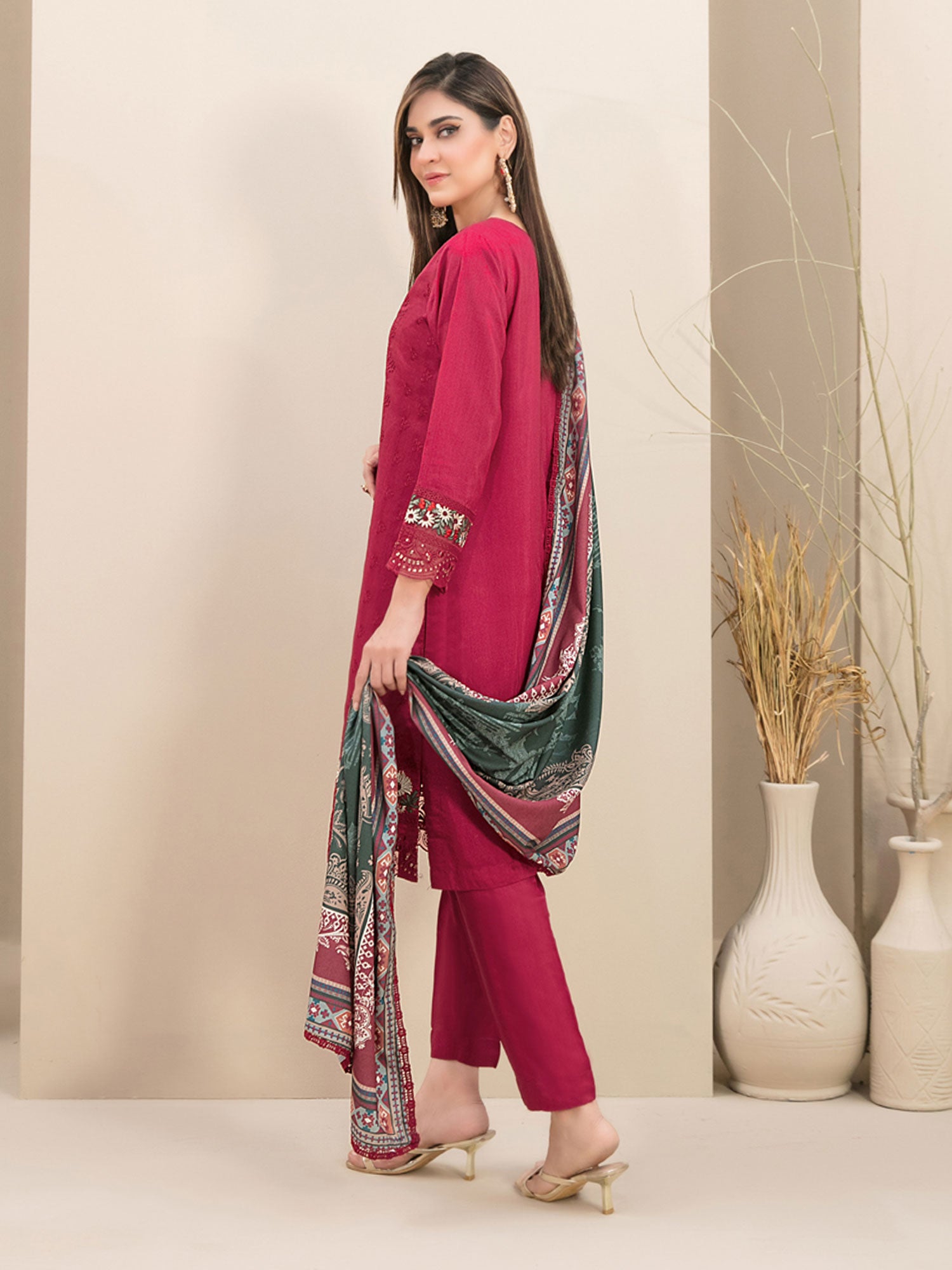 Tawakkal "Feeha" Fancy Embroidered Schiffli Suit (D9648) - Pink