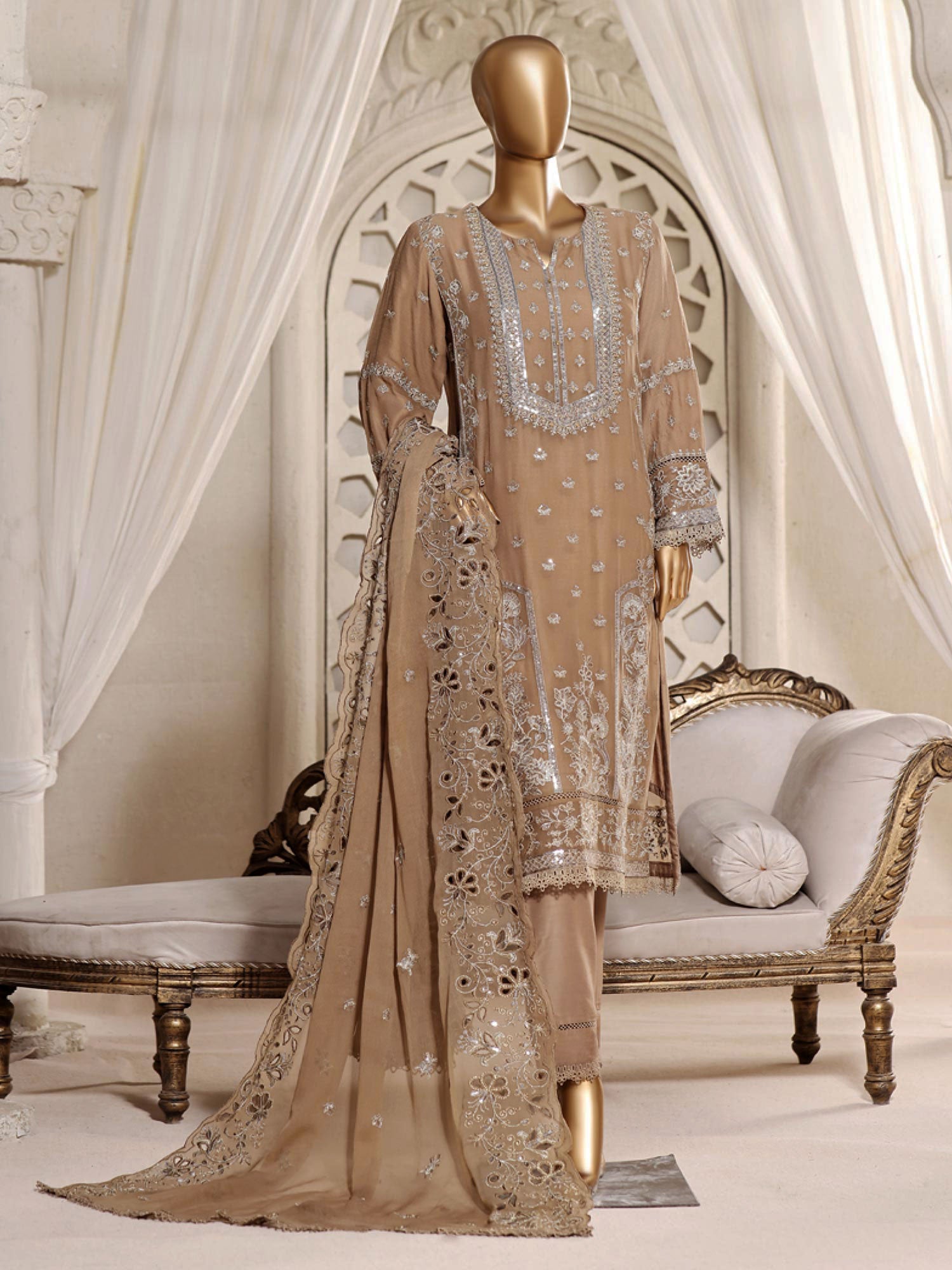 Sadabahar "Afsanay" Luxury Embroidered Chiffon 3-Piece Suit (D-01)