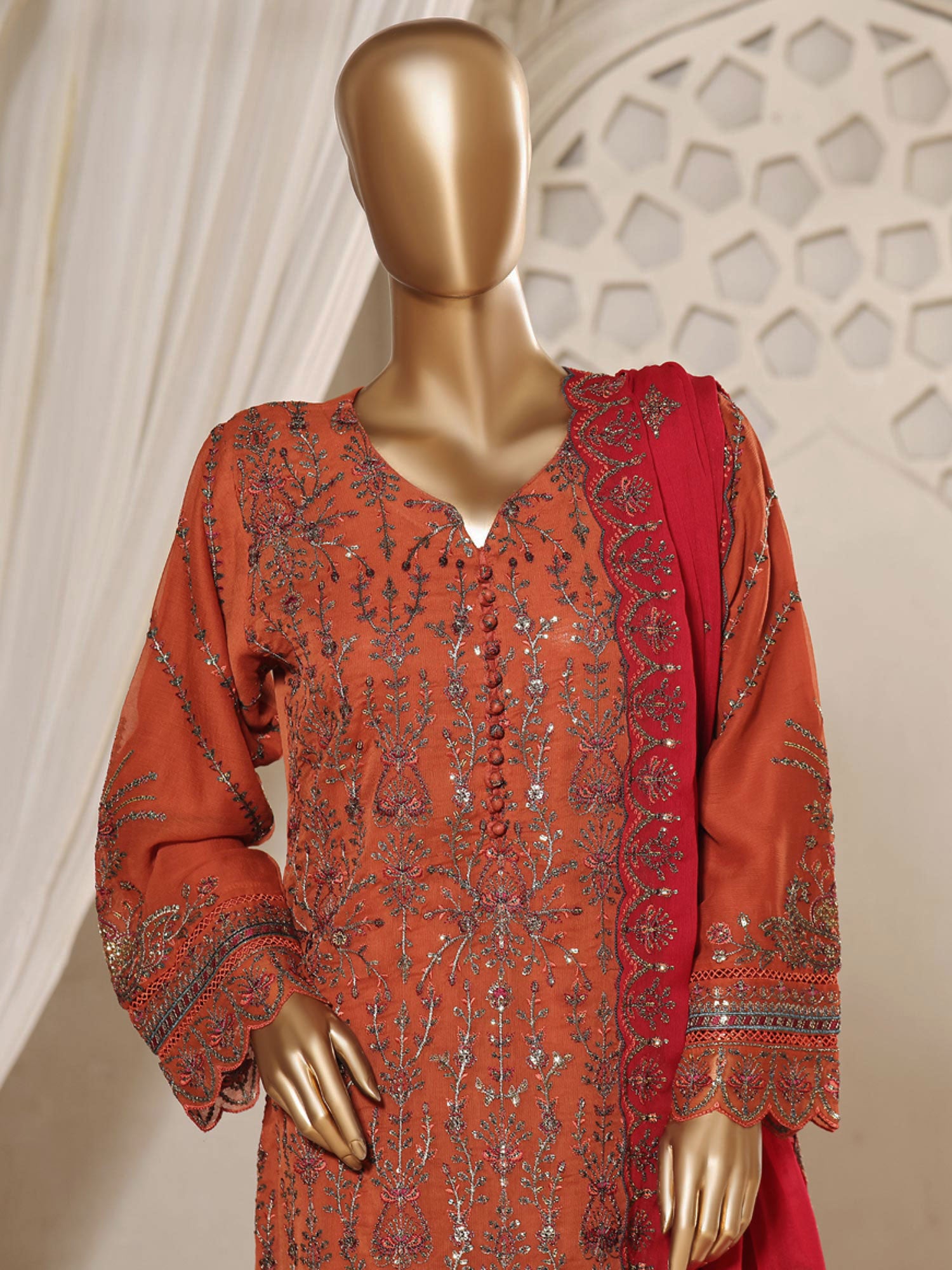 Sadabahar "Afsanay" Luxury Embroidered Chiffon 3-Piece Suit (D-05)