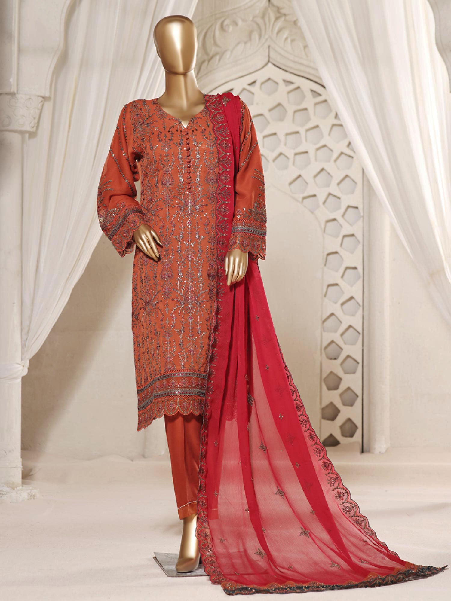 Sadabahar "Afsanay" Luxury Embroidered Chiffon 3-Piece Suit (D-05)