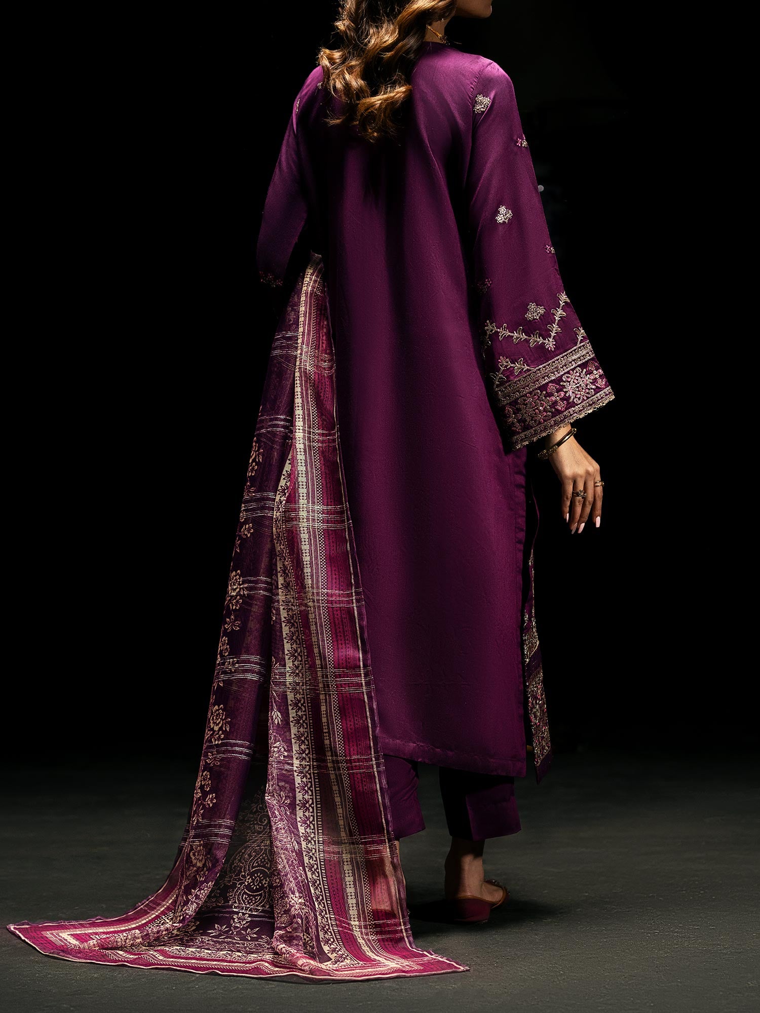 Casual Lite "Boutique" Embroidered Luxury Viscose Suit - Magenta