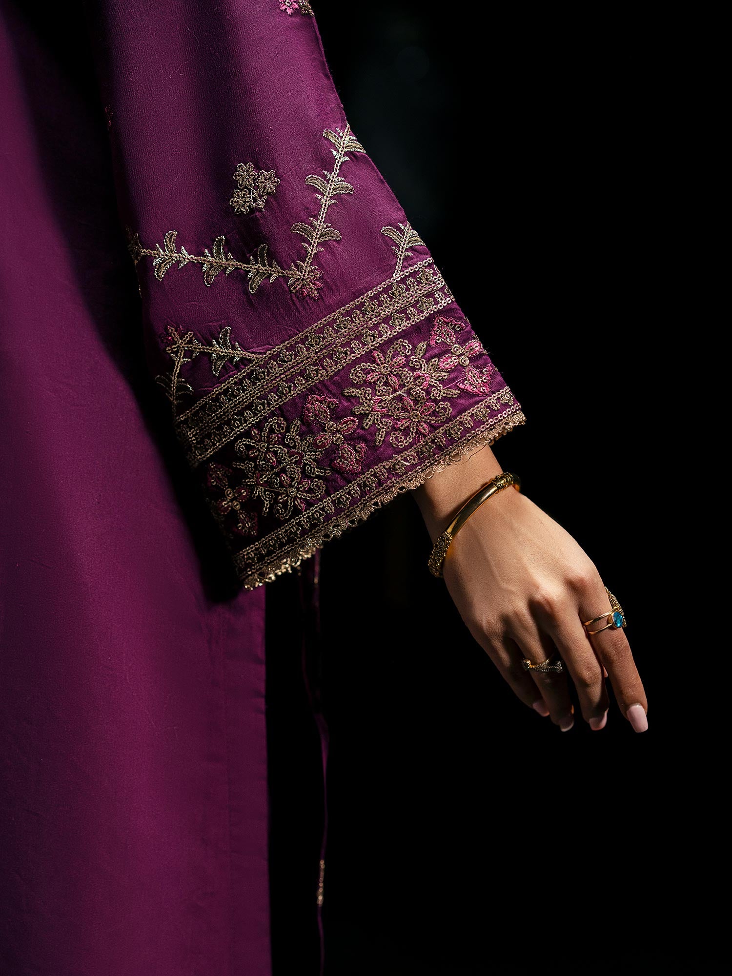 Casual Lite "Boutique" Embroidered Luxury Viscose Suit - Magenta