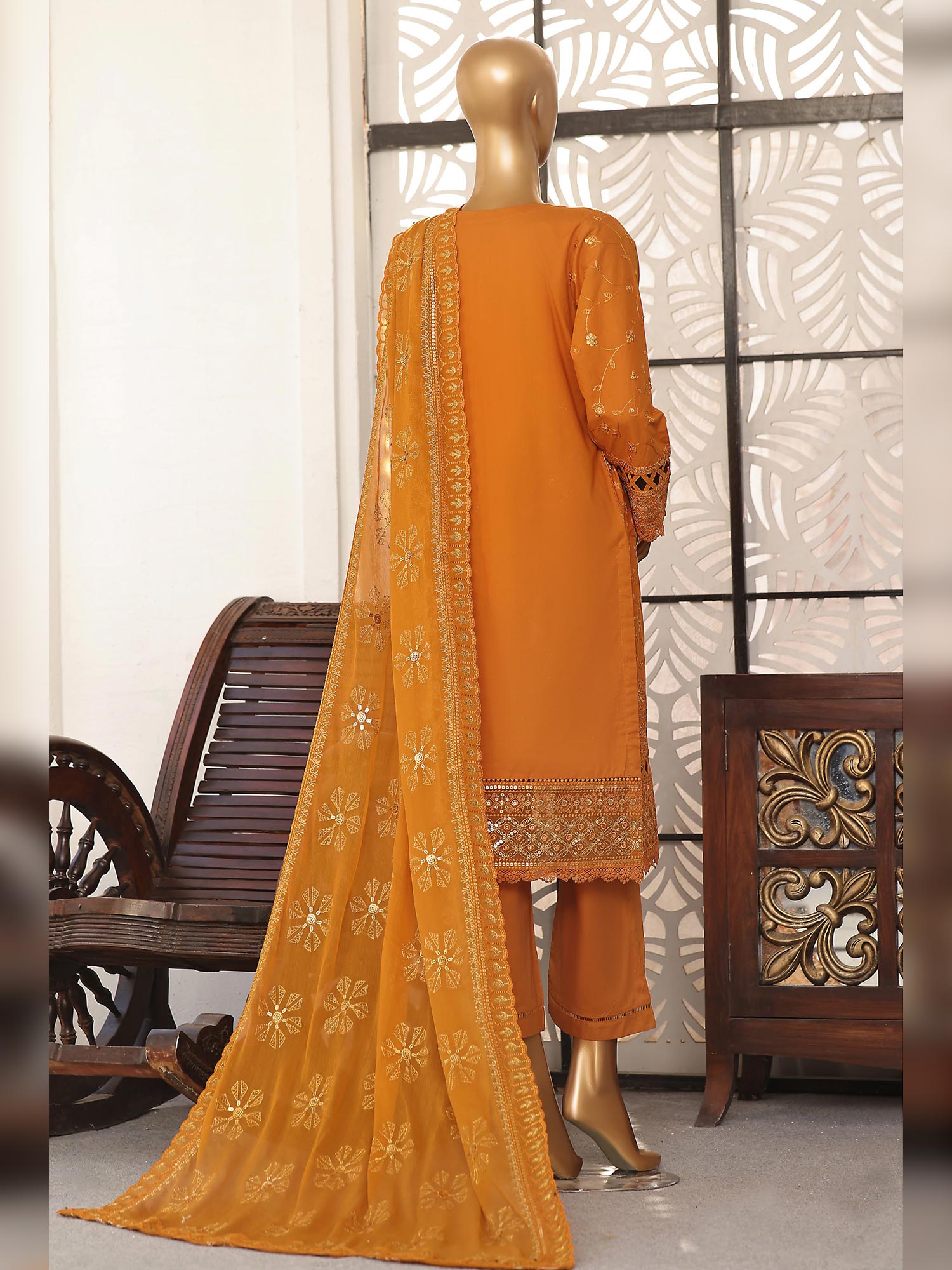 Sadabahar Lucknowi Chikankari Embroidered 3-Piece Suit (D-06)