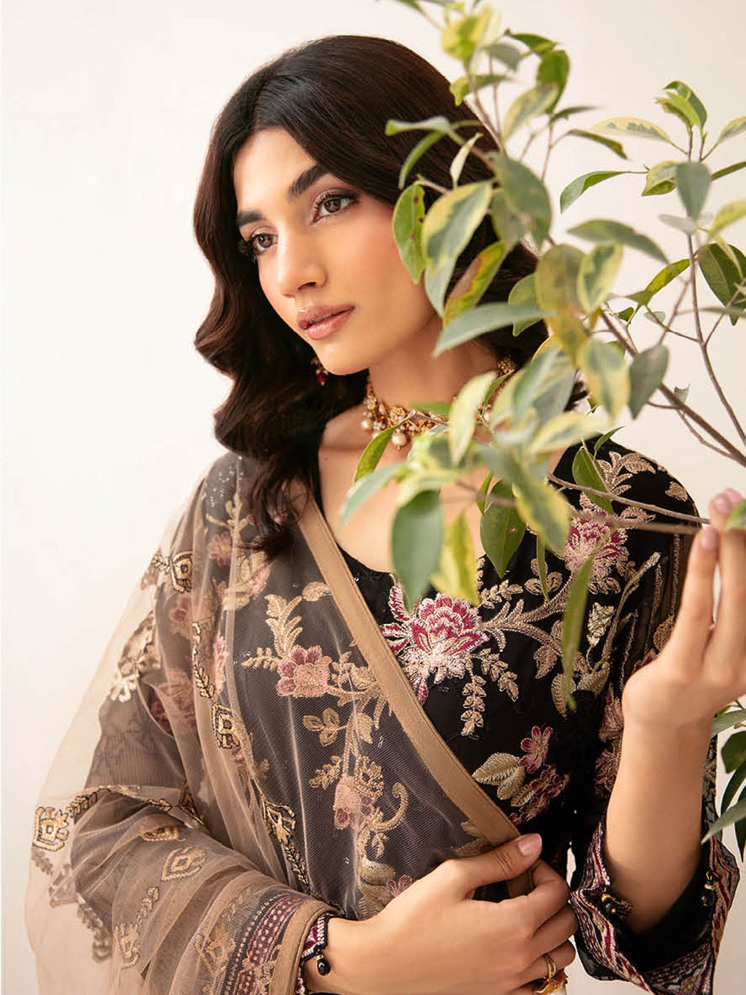 Ramsha "Rangoon" Luxury Chiffon 3-Piece Suit - Black (D1204)