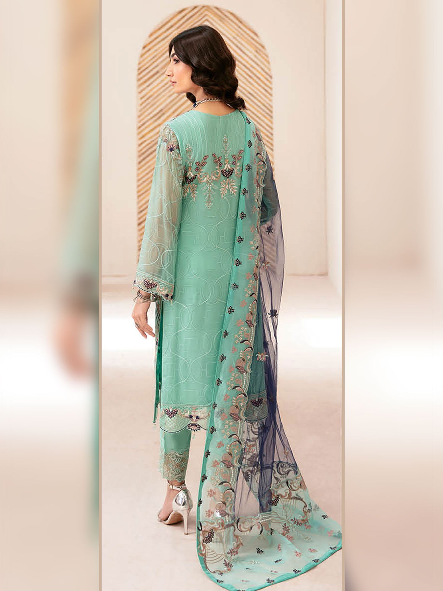 Ramsha "Rangoon" Luxury Chiffon 3-Piece Suit - Mint Green (D1207)