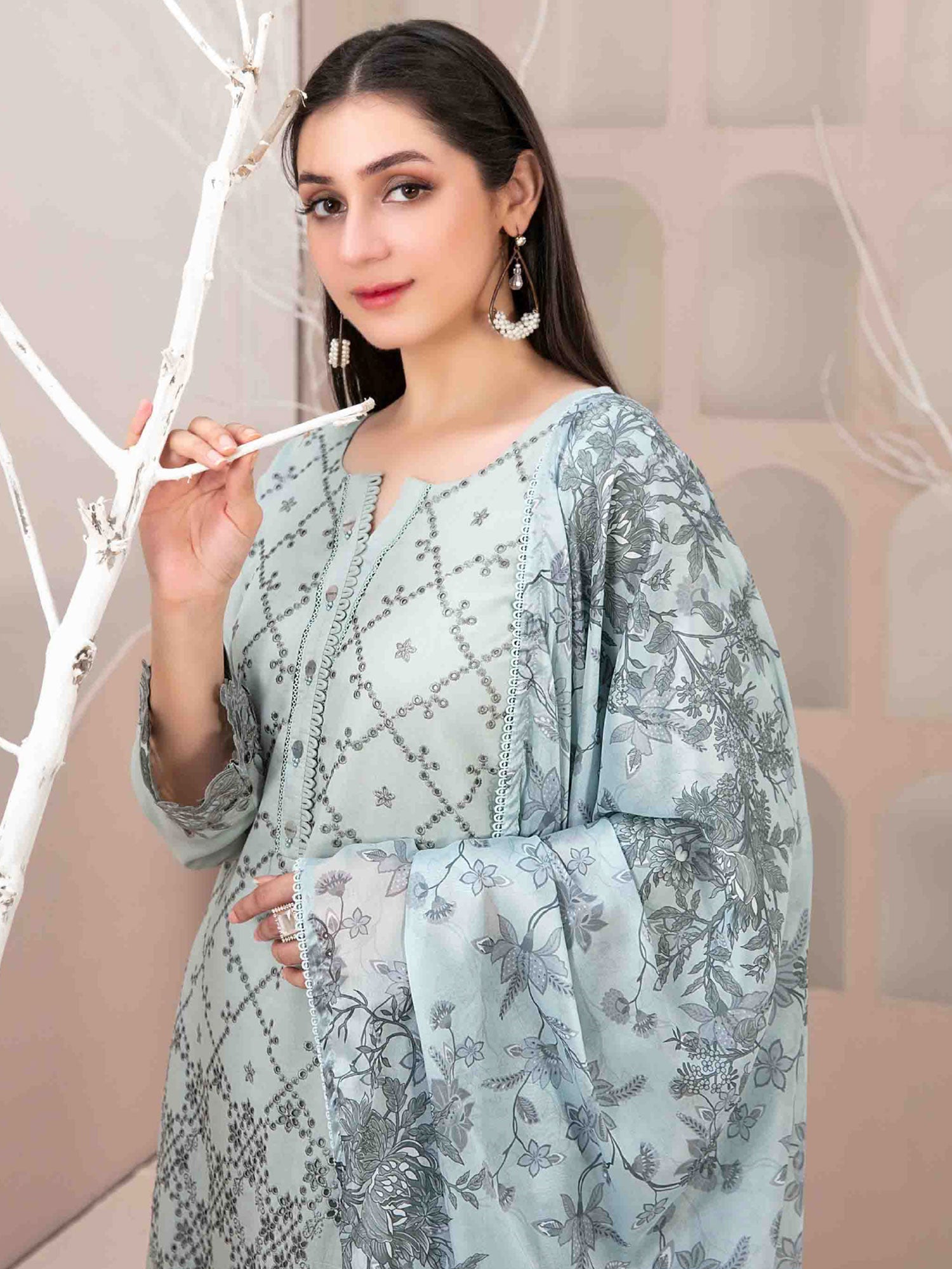 Tawakkal "Mehri" Fancy Embroidered Lawn Suit (D3070) - Pistachio