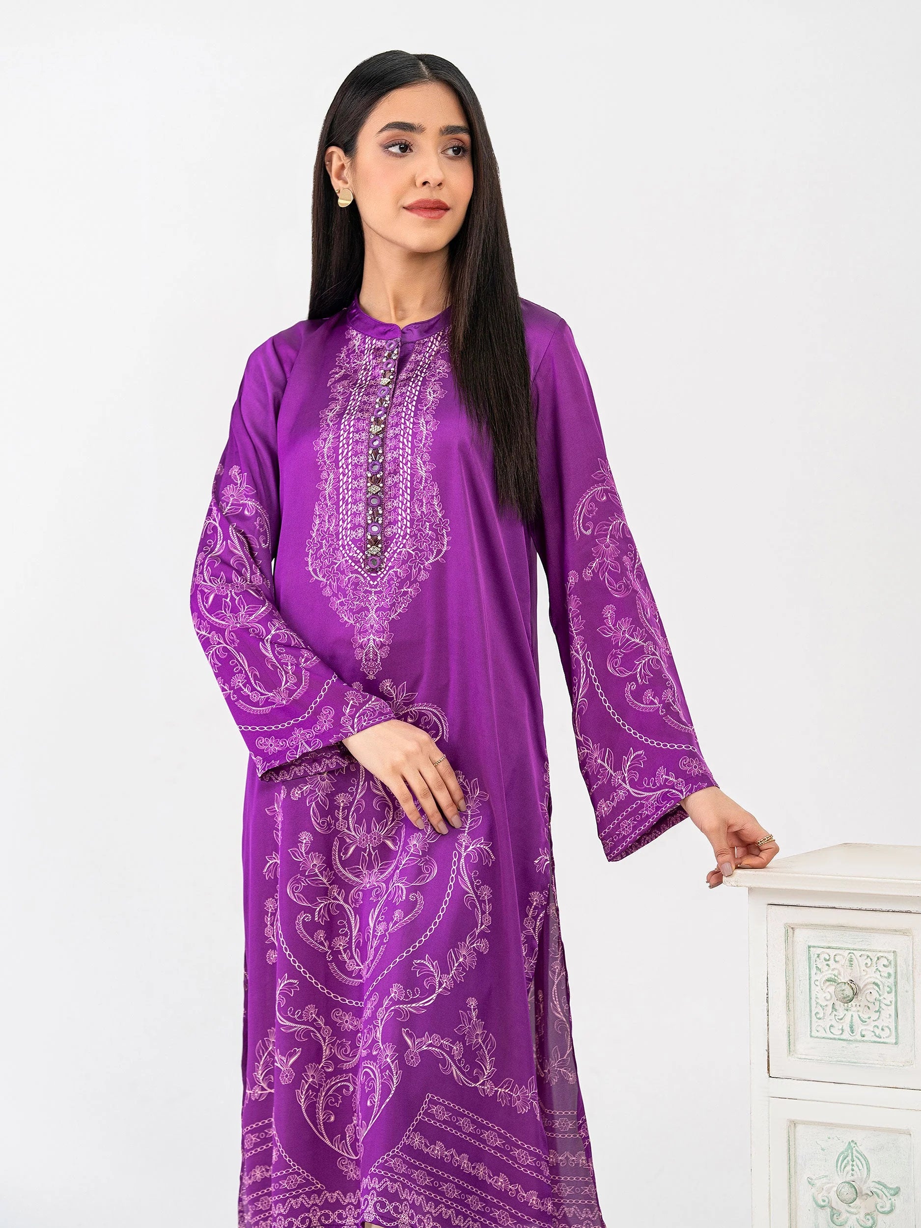 Limelight Magenta Silk Embellished Shirt (P9374SH)