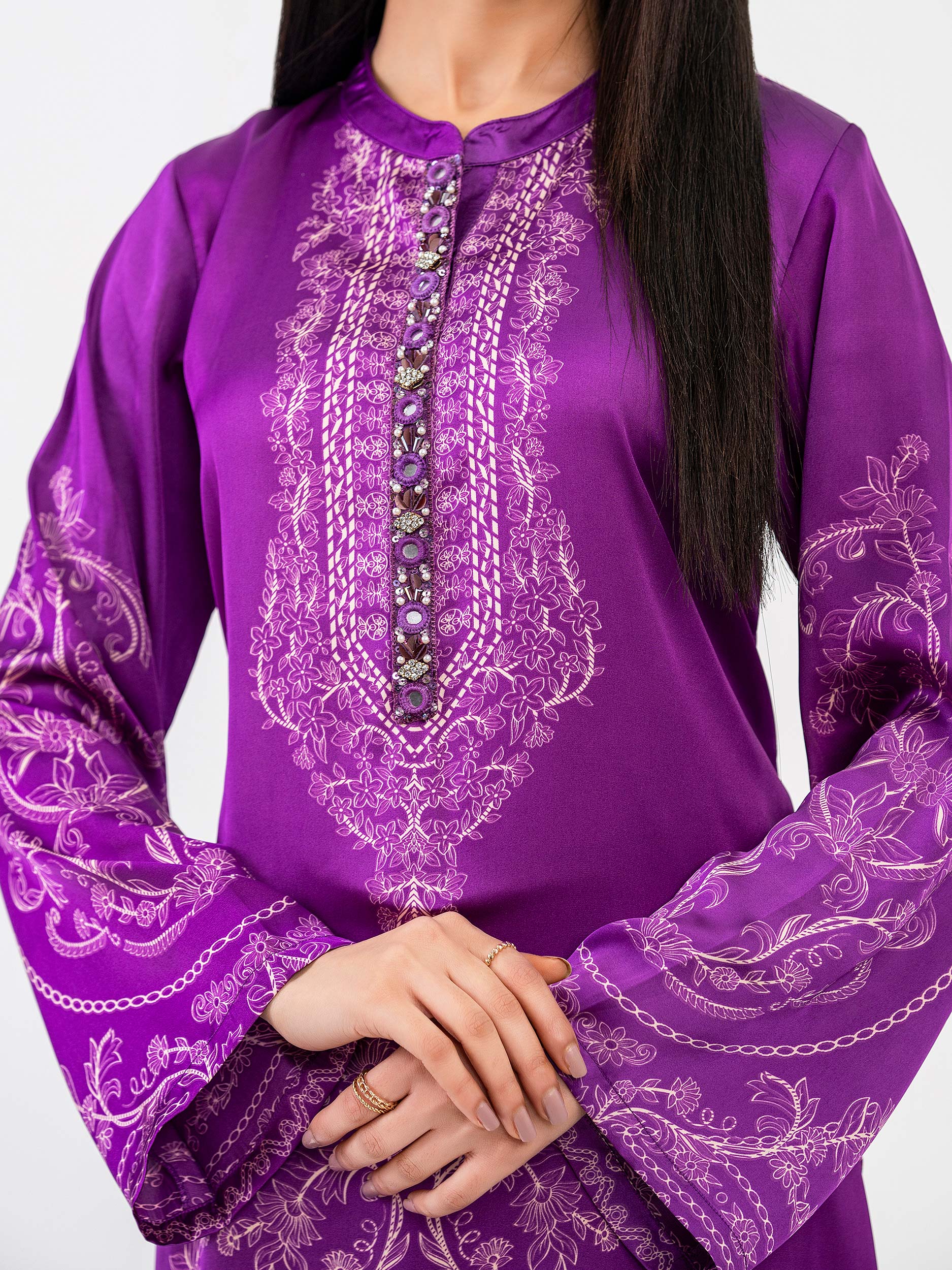 Limelight Magenta Silk Embellished Shirt (P9374SH)