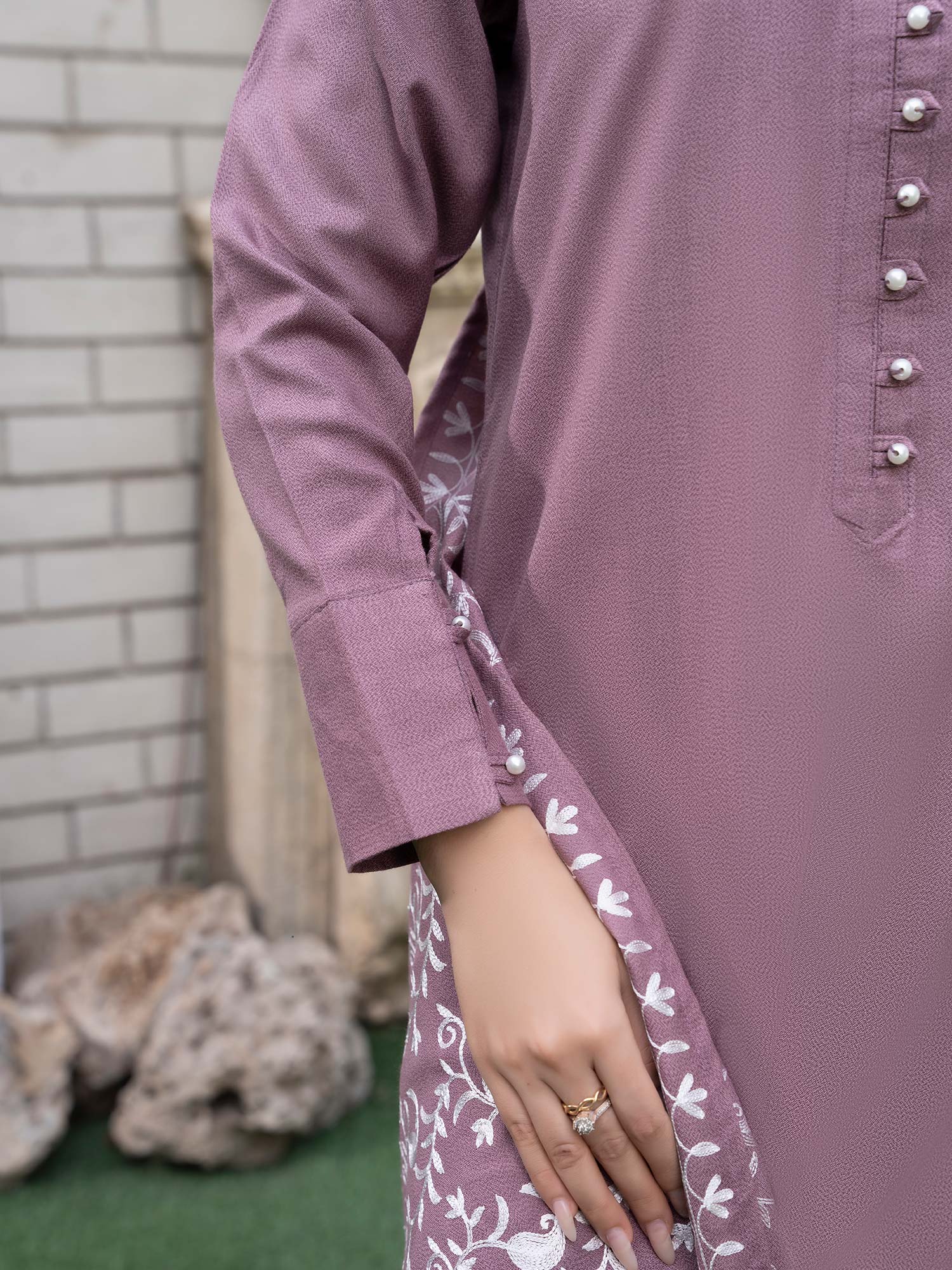 Raniya.H "Noor Bano" Winter Dhanak Suit with Shawl - Mauve