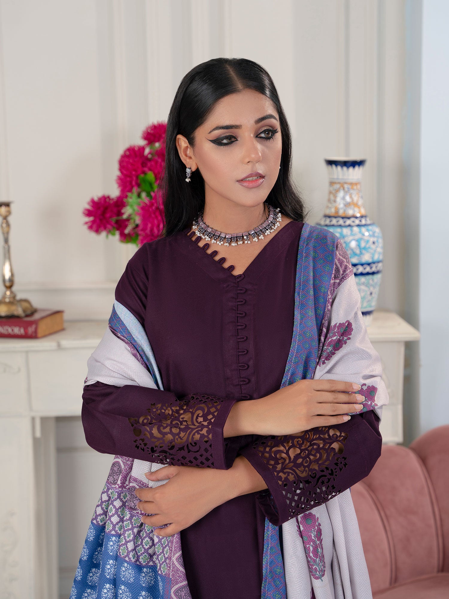 Raniya.H "Zarreen" Dhanak Laserkari 3-Piece Suit - Roshni