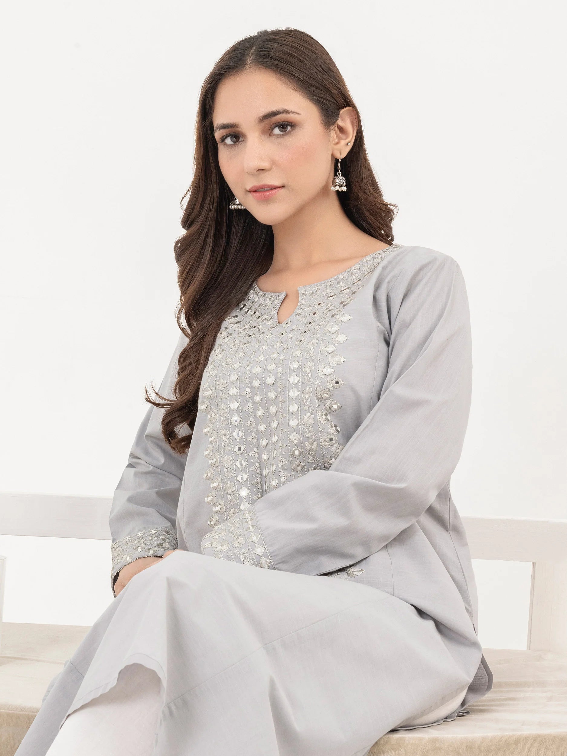 Limelight Grey Lawn Embroidered Shirt (P9898SH)