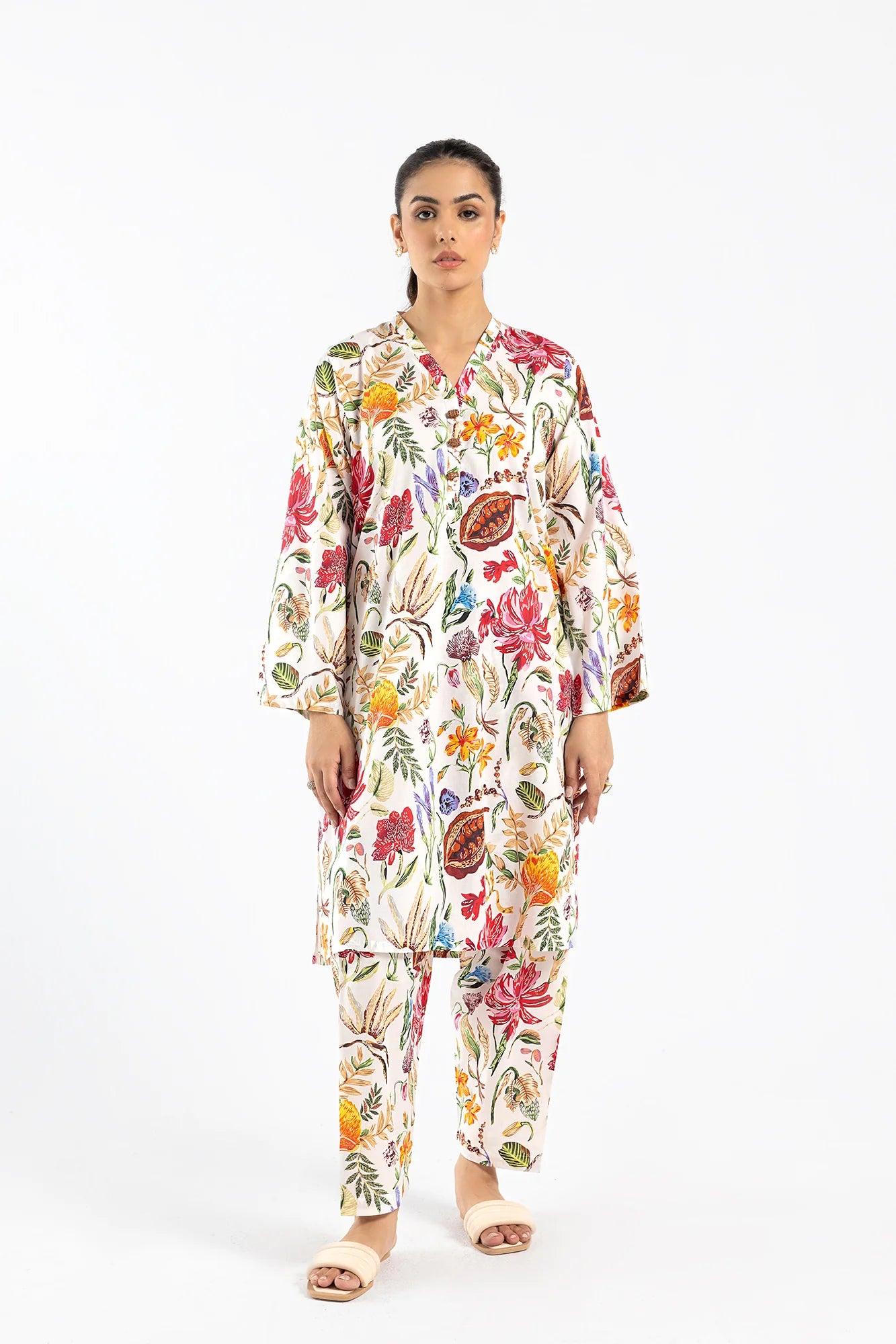 Ethnic Off-White Multi Printed 2-Piece Lawn Suit