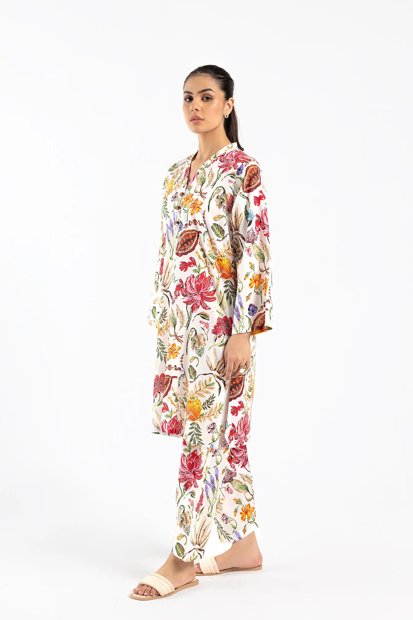 Ethnic Off-White Multi Printed 2-Piece Lawn Suit