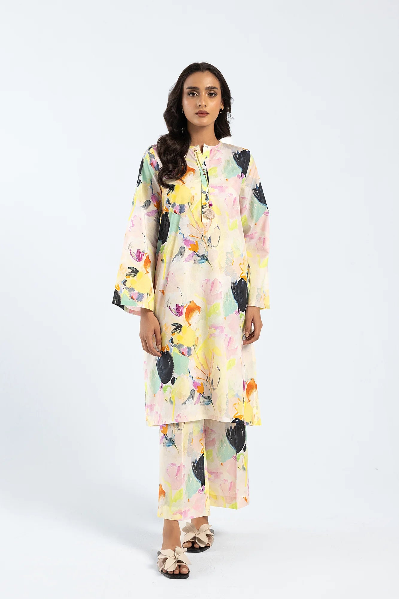 Ethnic Light Beige Printed 2-Piece Lawn Suit