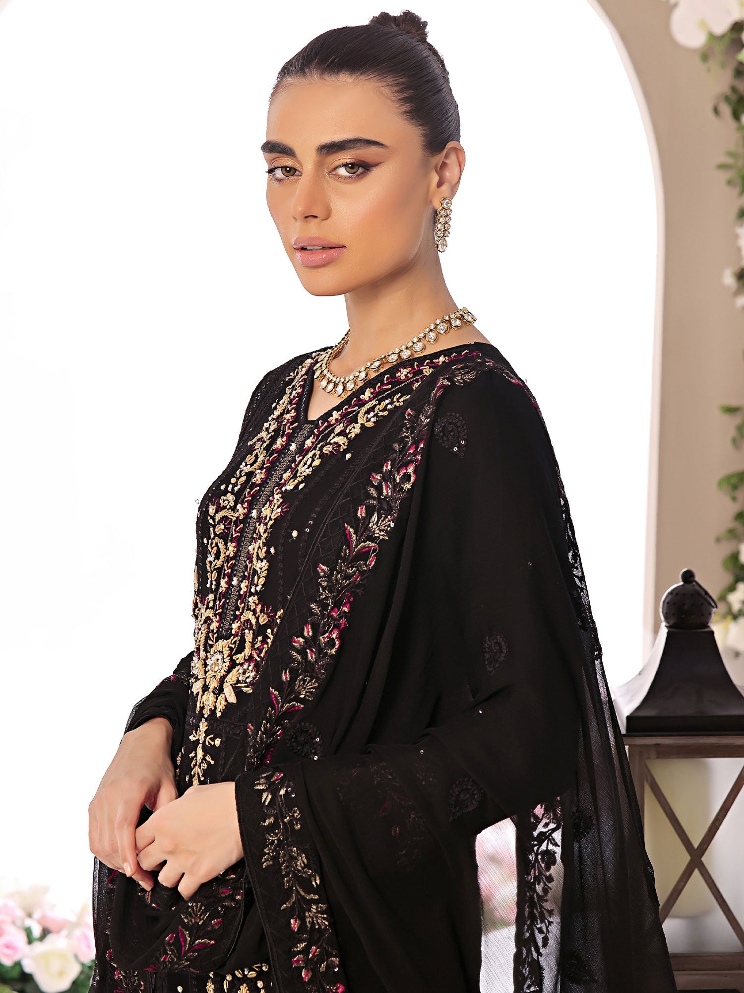 Wardah Uzair "Allure" Luxury Pret Embroidered Chiffon Suit - Elara