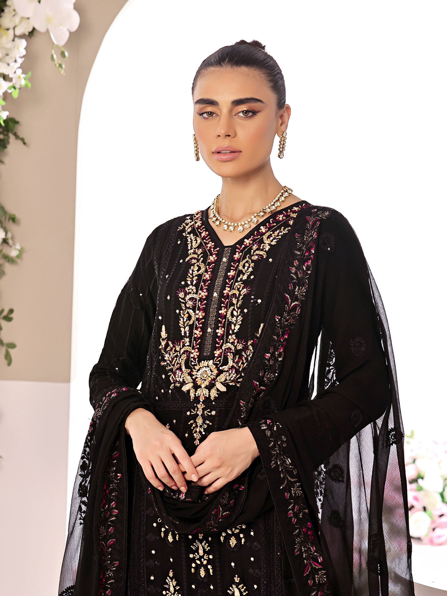 Wardah Uzair "Allure" Luxury Pret Embroidered Chiffon Suit - Elara