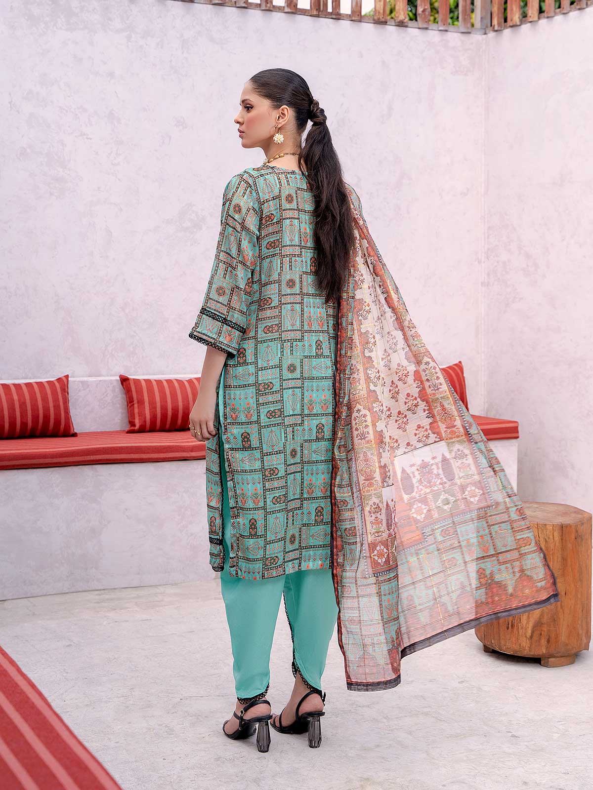 Raniya.H "Gul Bahaar" Cotton 3-Piece Suit - Aqua