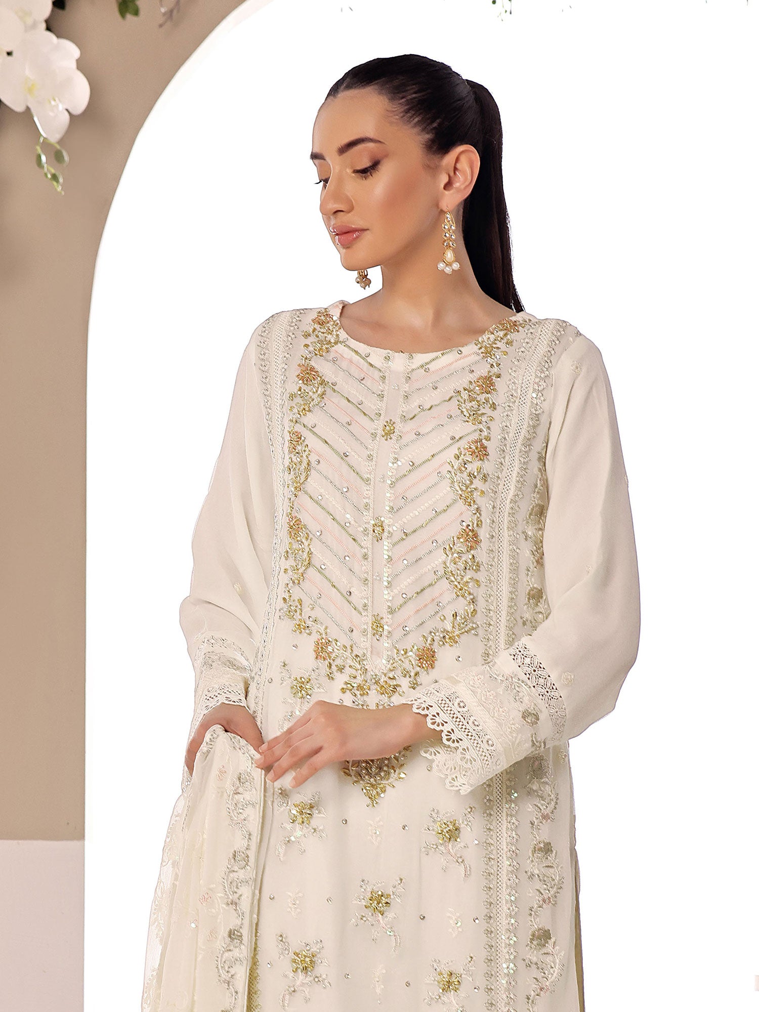 Wardah Uzair "Allure" Luxury Pret Embroidered Chiffon Suit - Glimmer