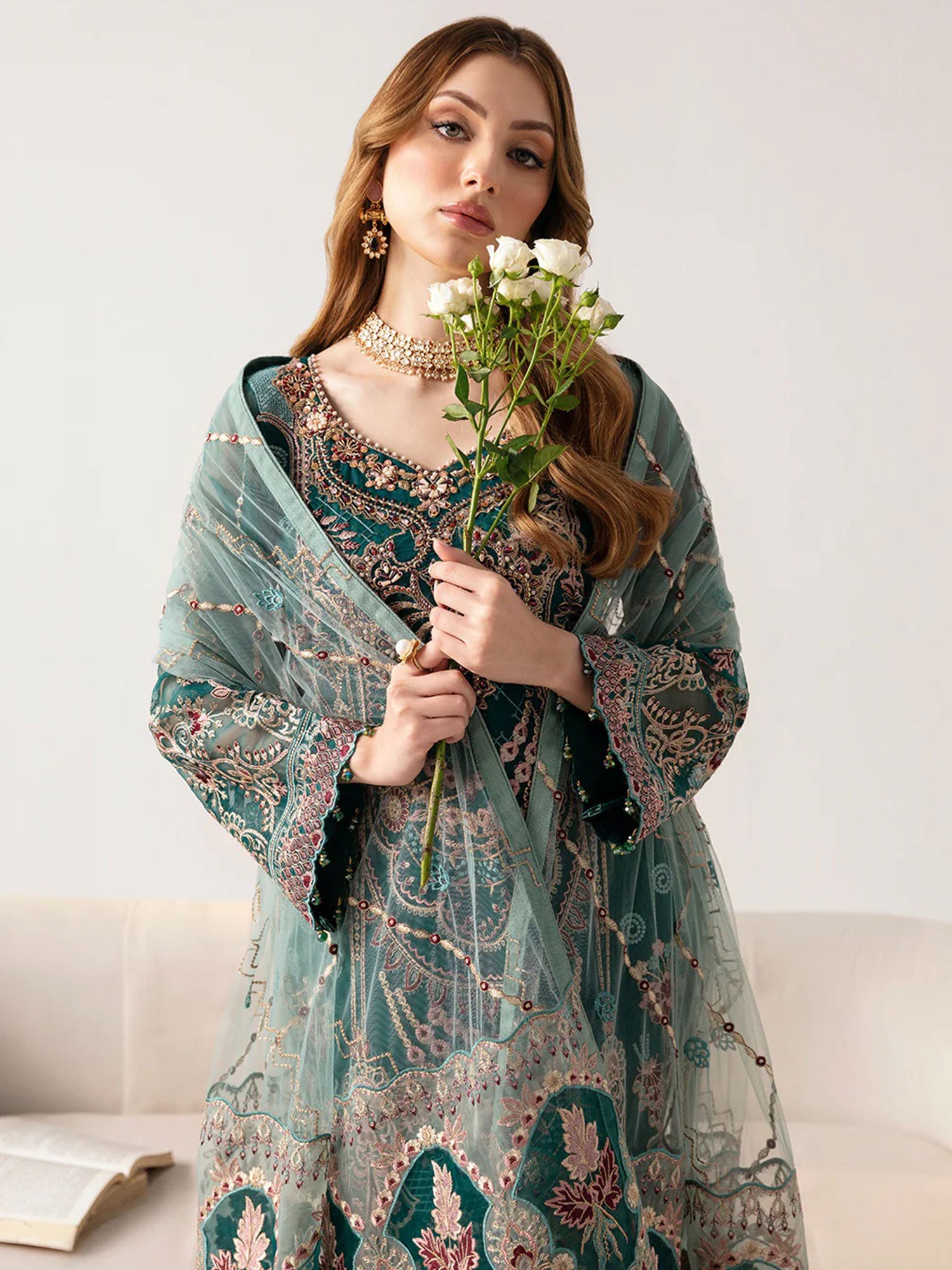 Ramsha Luxury Embroidered 3-Piece Suit - Green