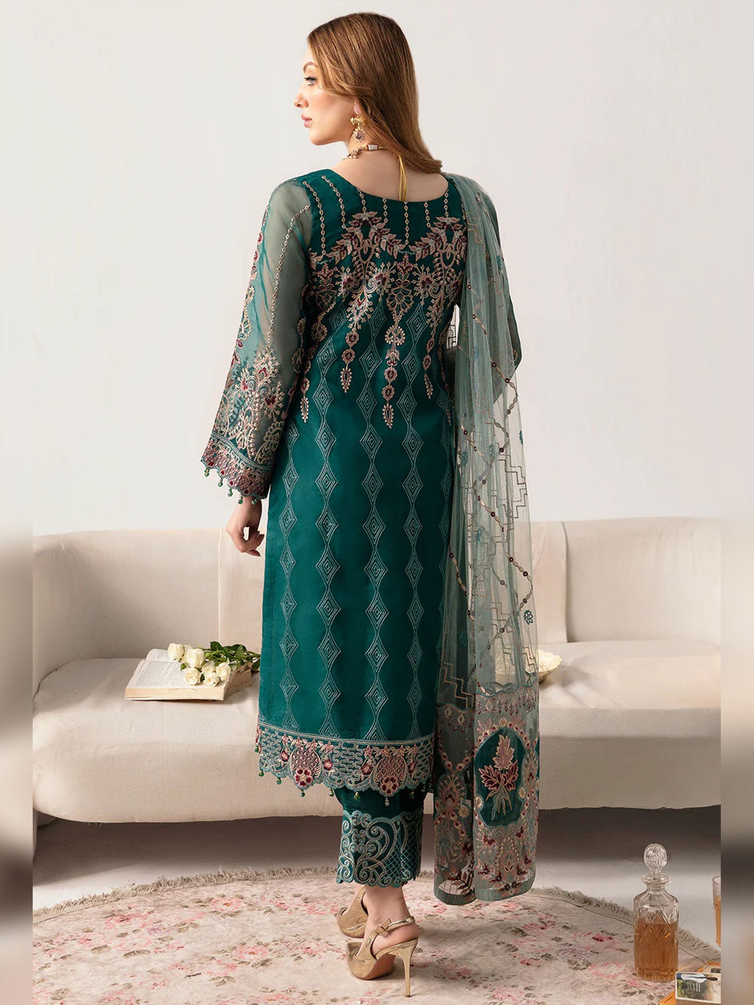 Ramsha Luxury Embroidered 3-Piece Suit - Green