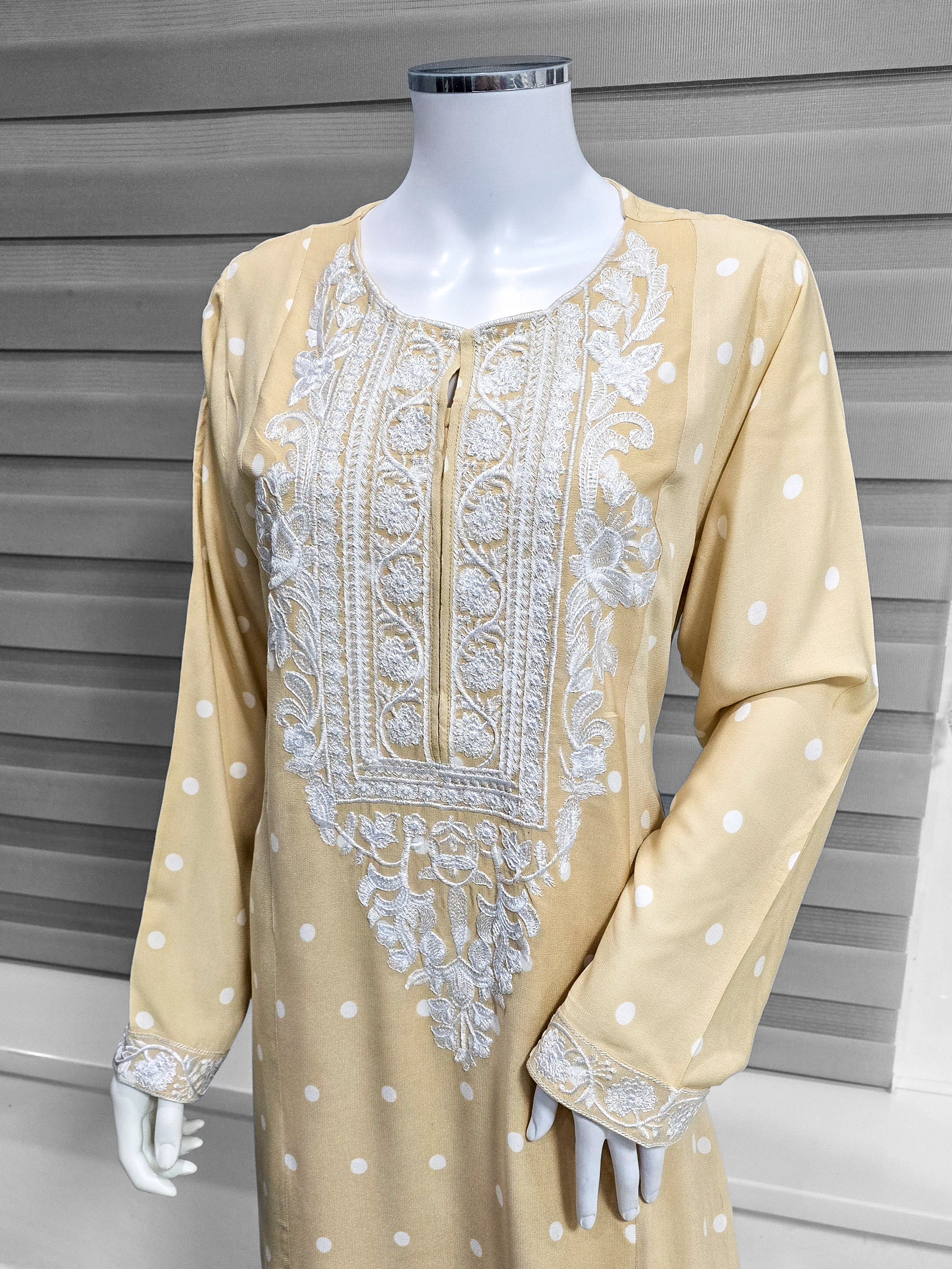 Embroidered Winter Georgette Casual 2-Piece Suit - Cream