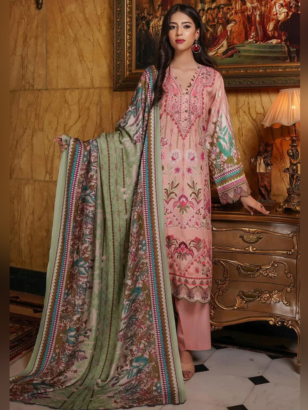 Munira Embroidered Winter Dhanak Suit (MSL-02) - Pink