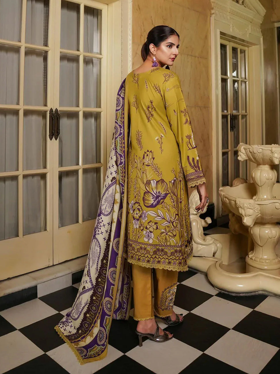 Munira Embroidered Winter Dhanak Suit (MSL-07) - Mustard