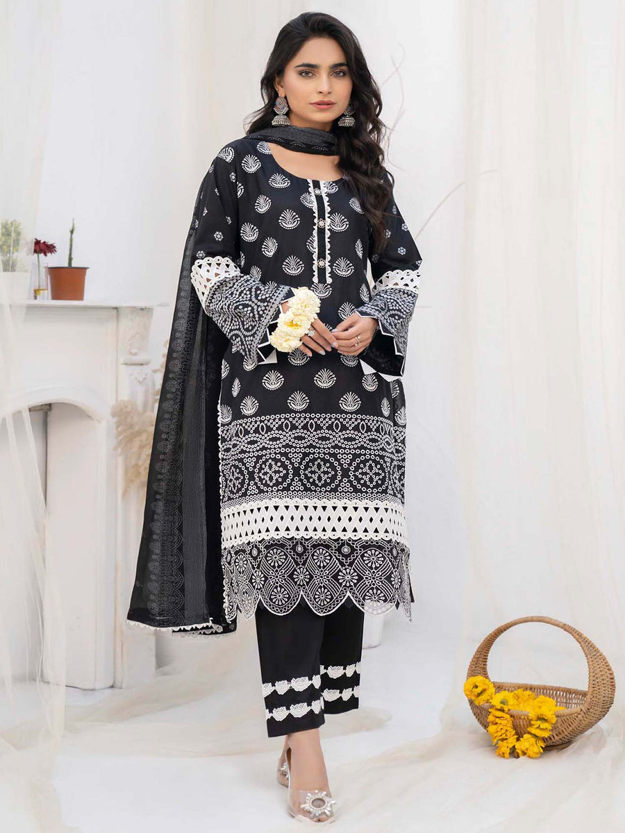 Munira Black Lawn Suit with Chiffon Dupatta (MSL-02) – MOMINA ...