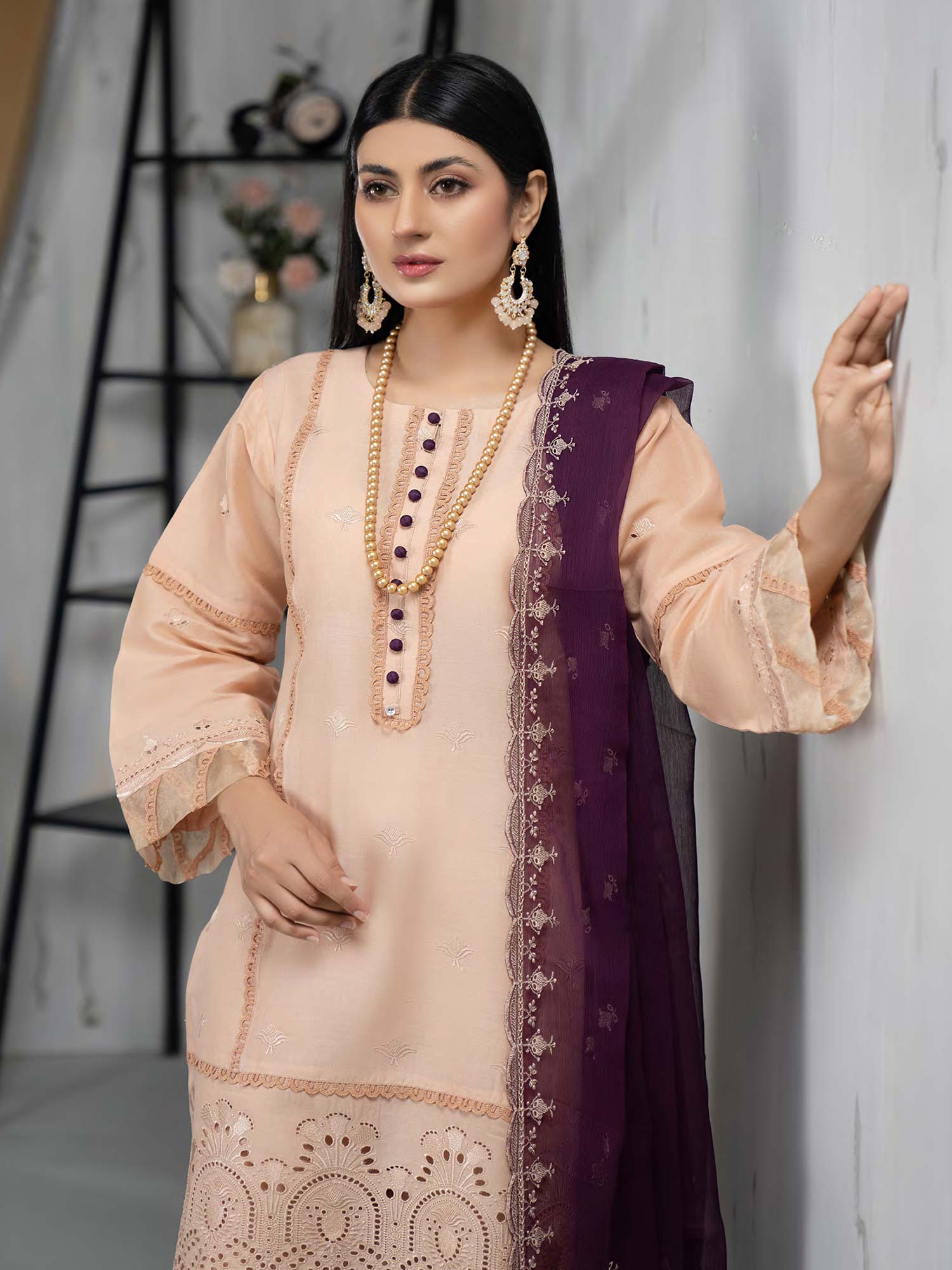 Munira Schiffli Embroidered Lawn Peach Suit (MSL-04)