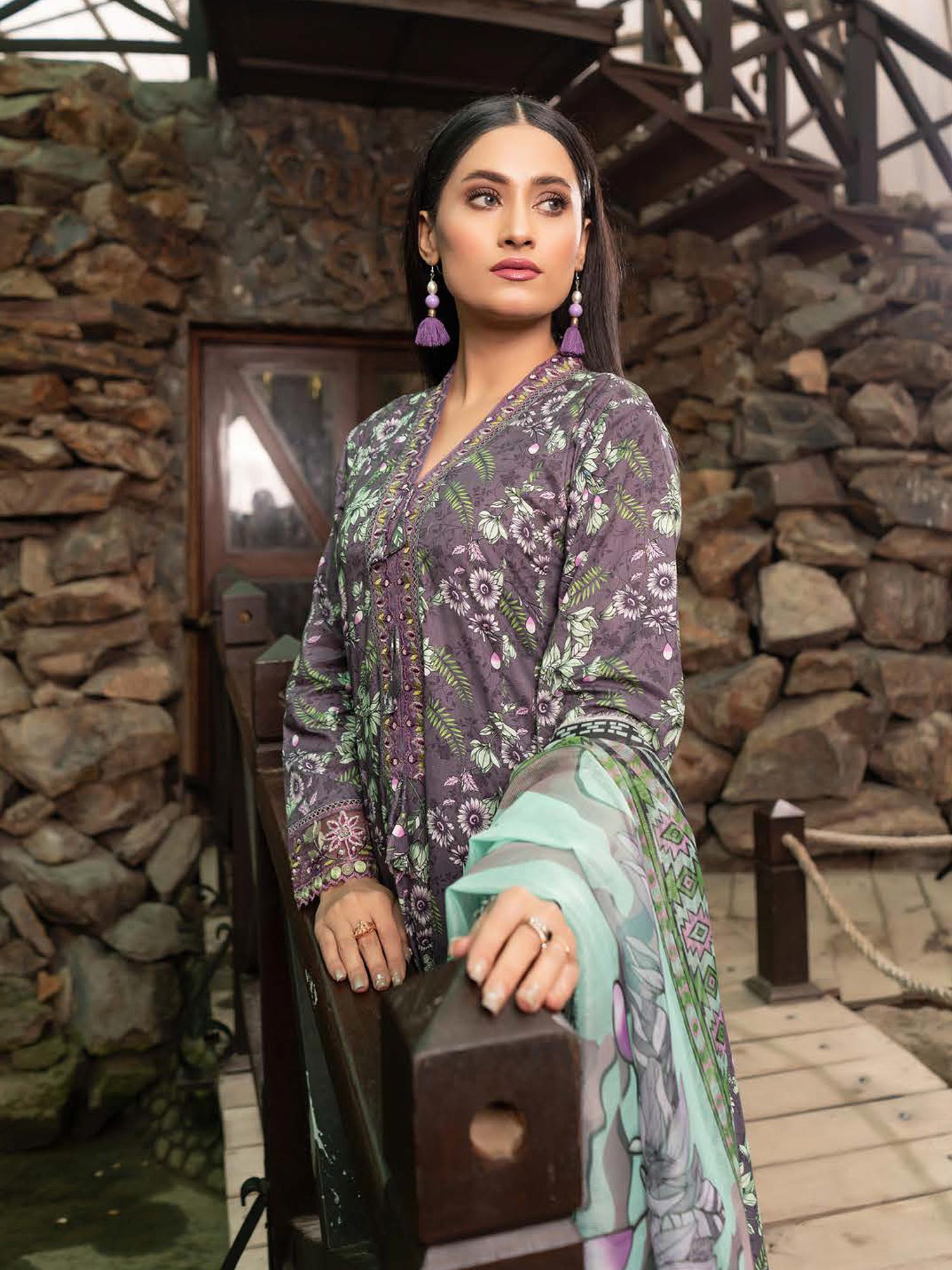 Munira Embroidered Lawn Frock Suit (MSL-03) - Mauve