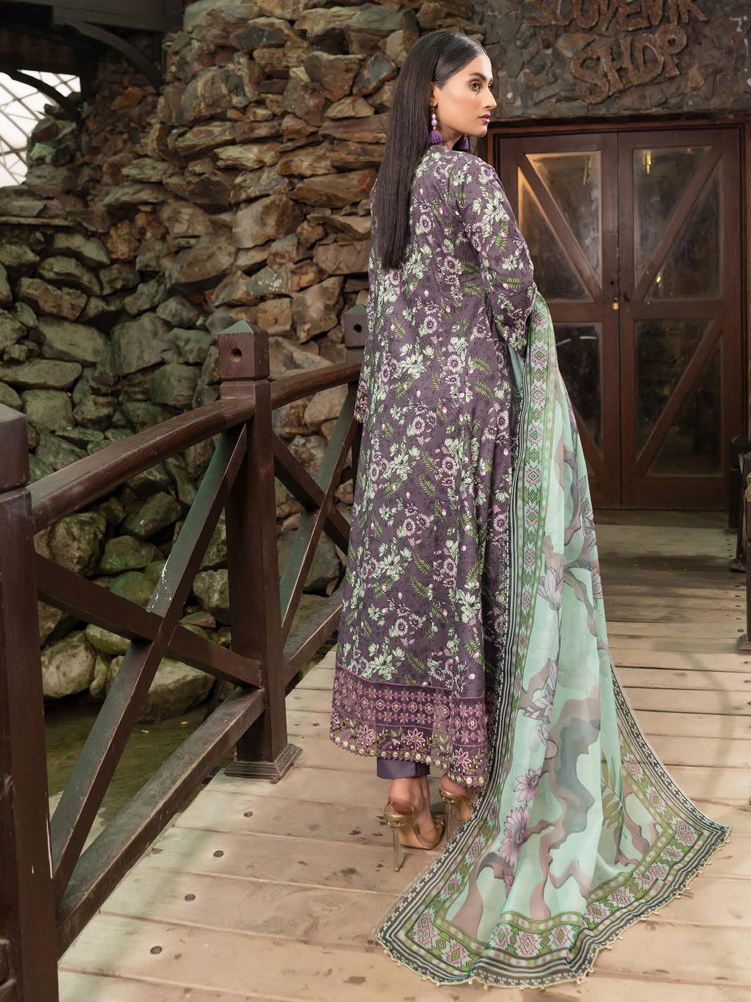 Munira Embroidered Lawn Frock Suit (MSL-03) - Mauve