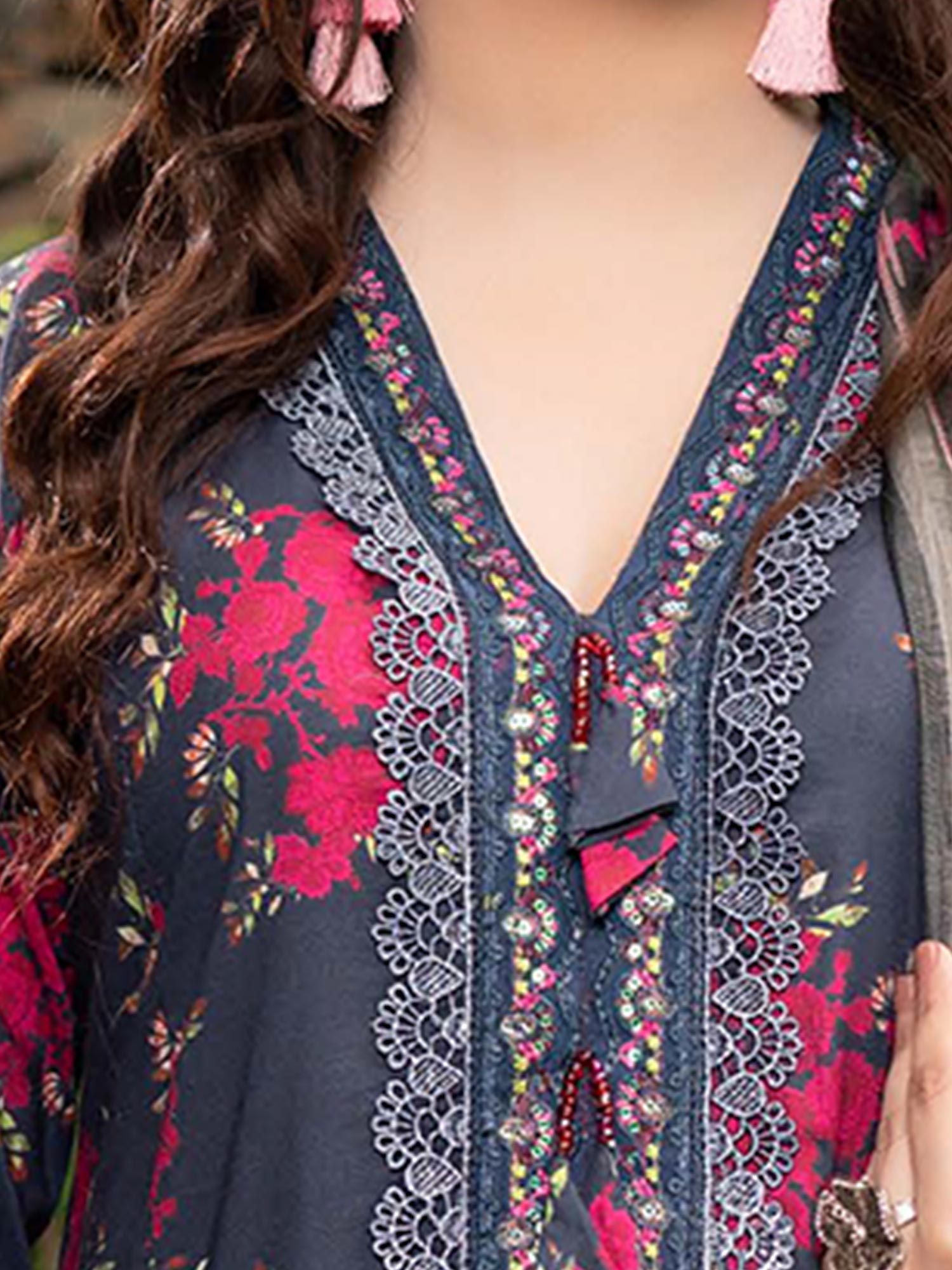 Munira Embroidered Lawn Frock Suit (MSL-01) - Dark Zinc