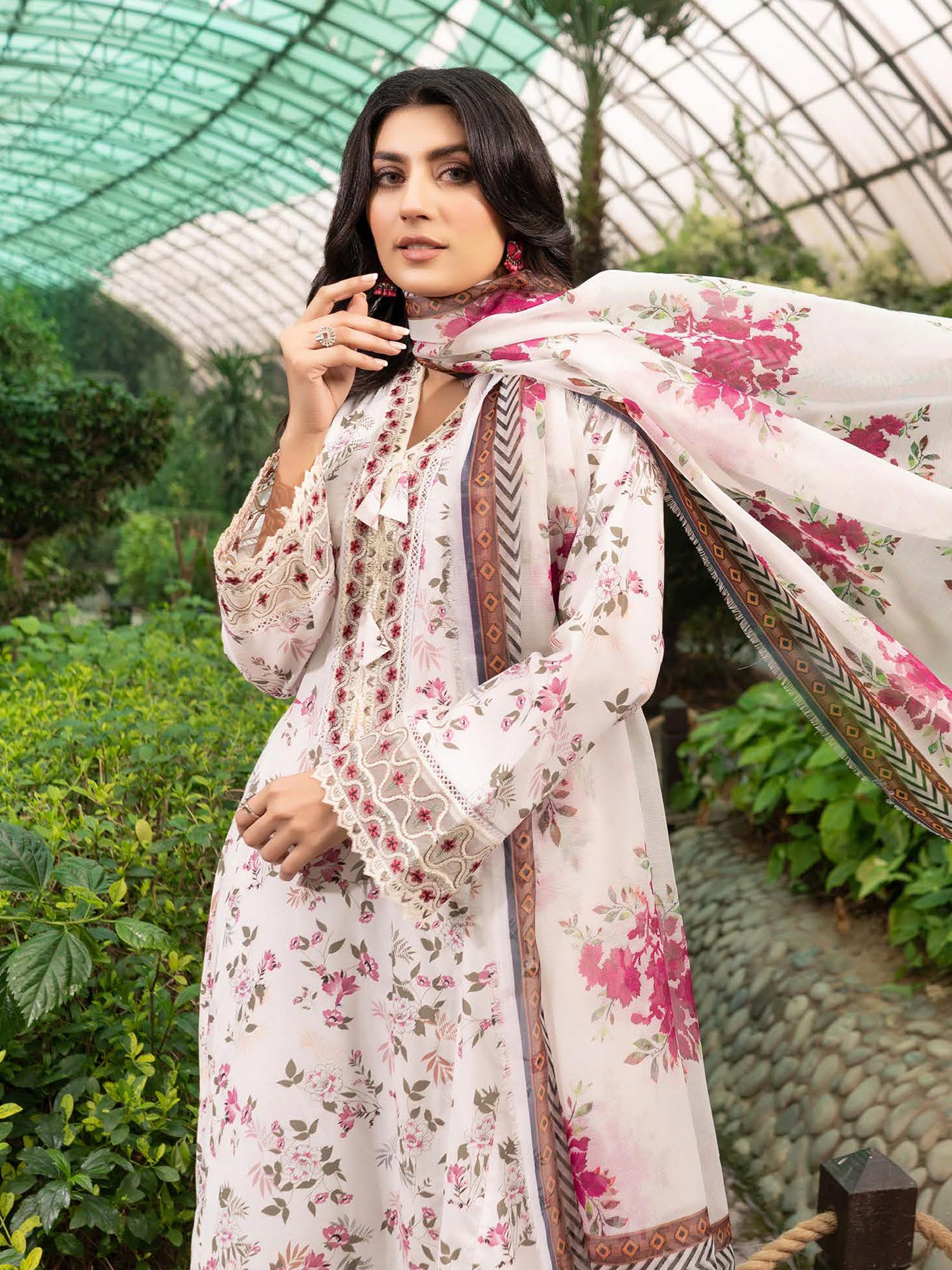 Munira Embroidered Lawn Frock Suit (MSL-02) - White