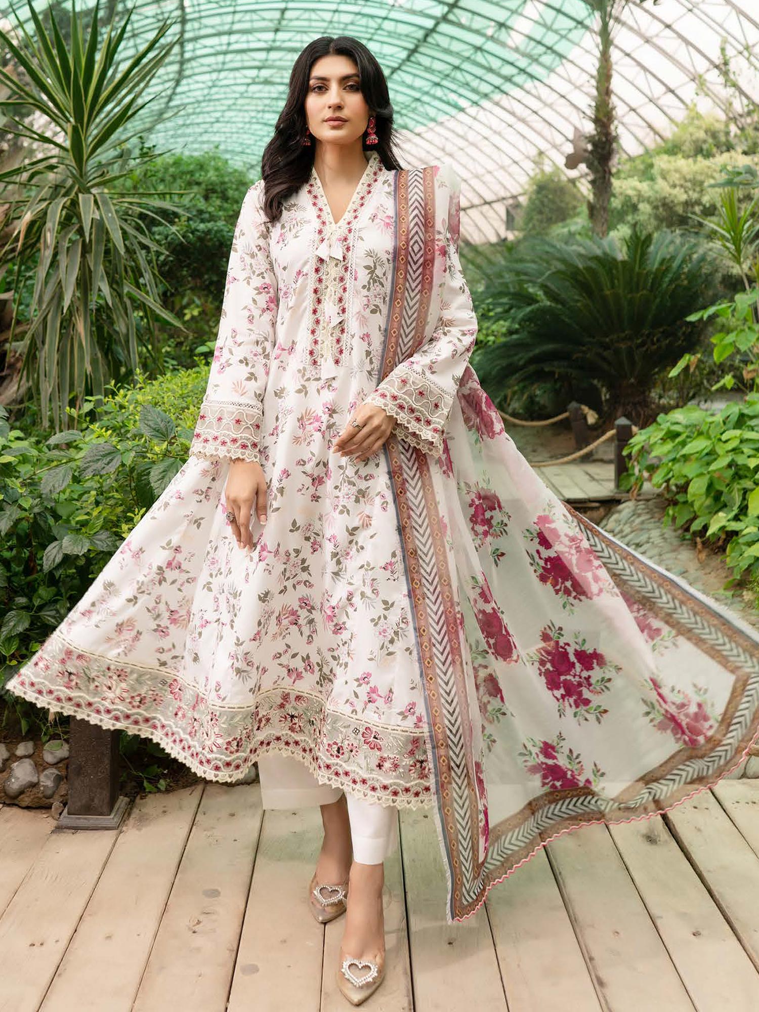 Munira Embroidered Lawn Frock Suit (MSL-02) - White