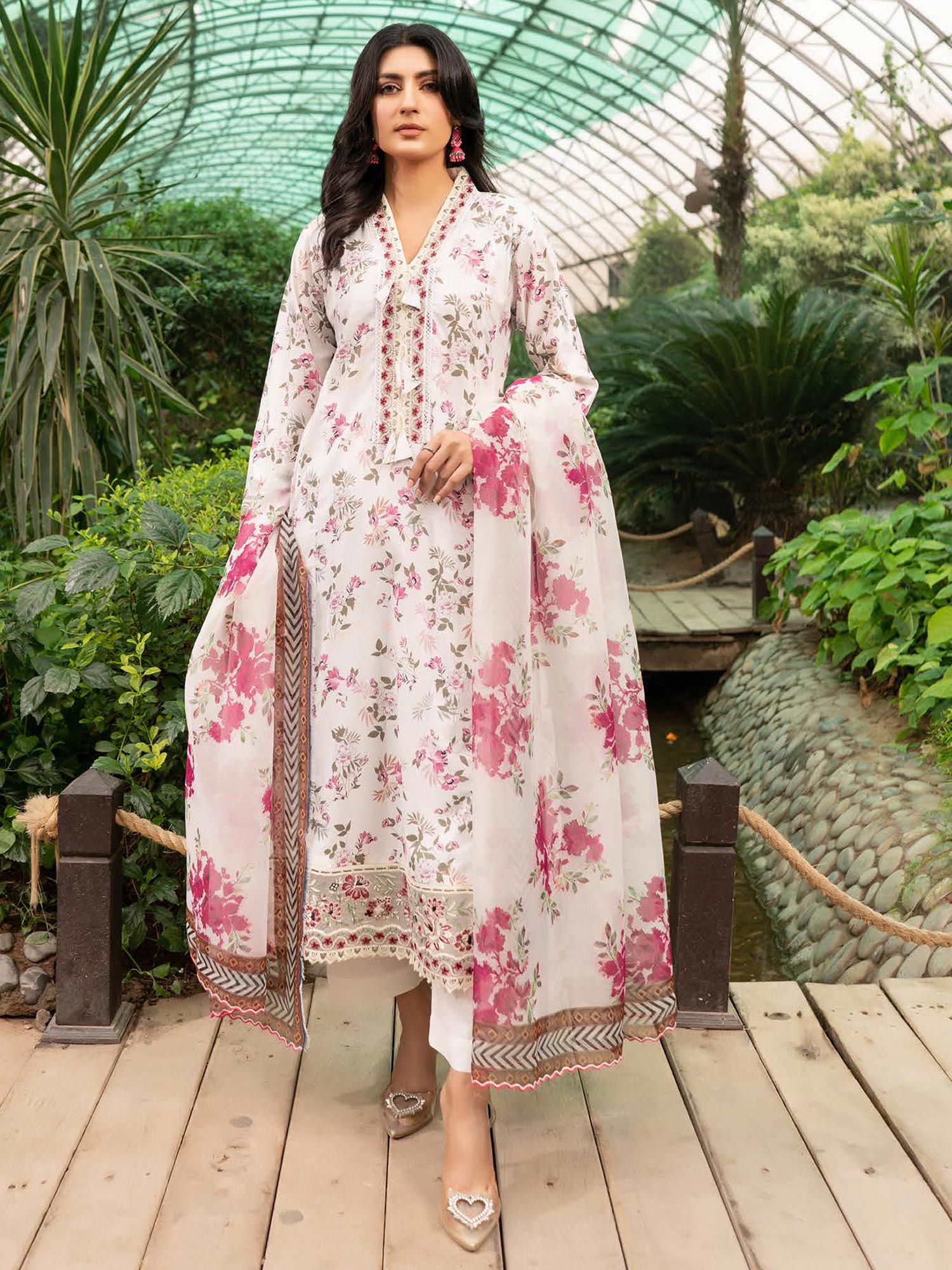 Munira Embroidered Lawn Frock Suit (MSL-02) - White