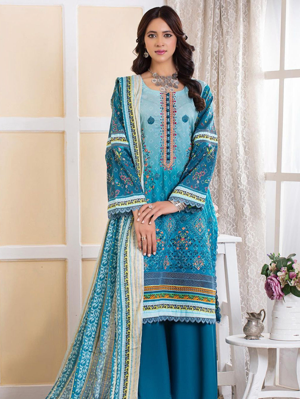 Munira Blue Embroidered Lawn Suit (MSL-04)