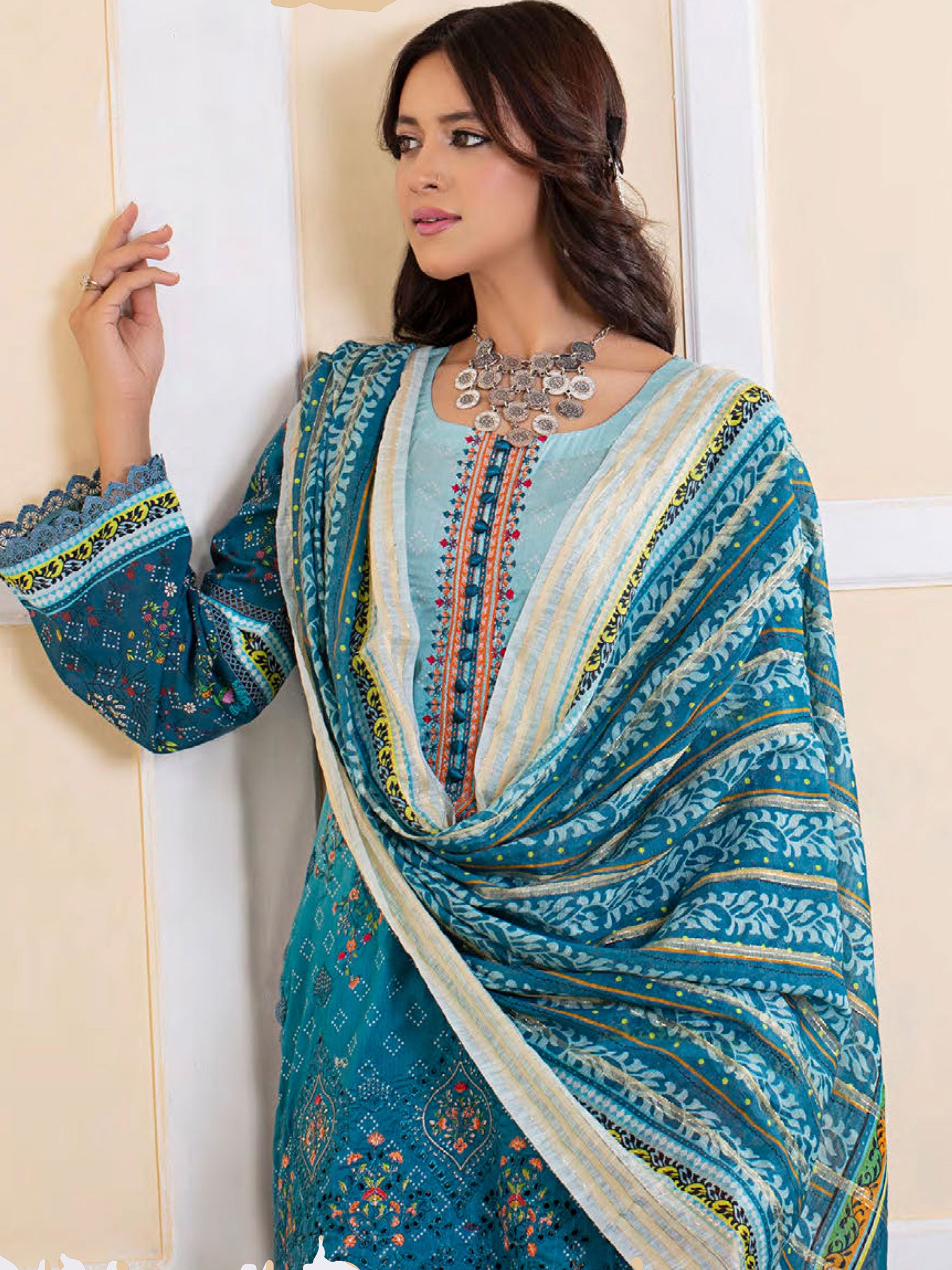 Munira Blue Embroidered Lawn Suit (MSL-04)